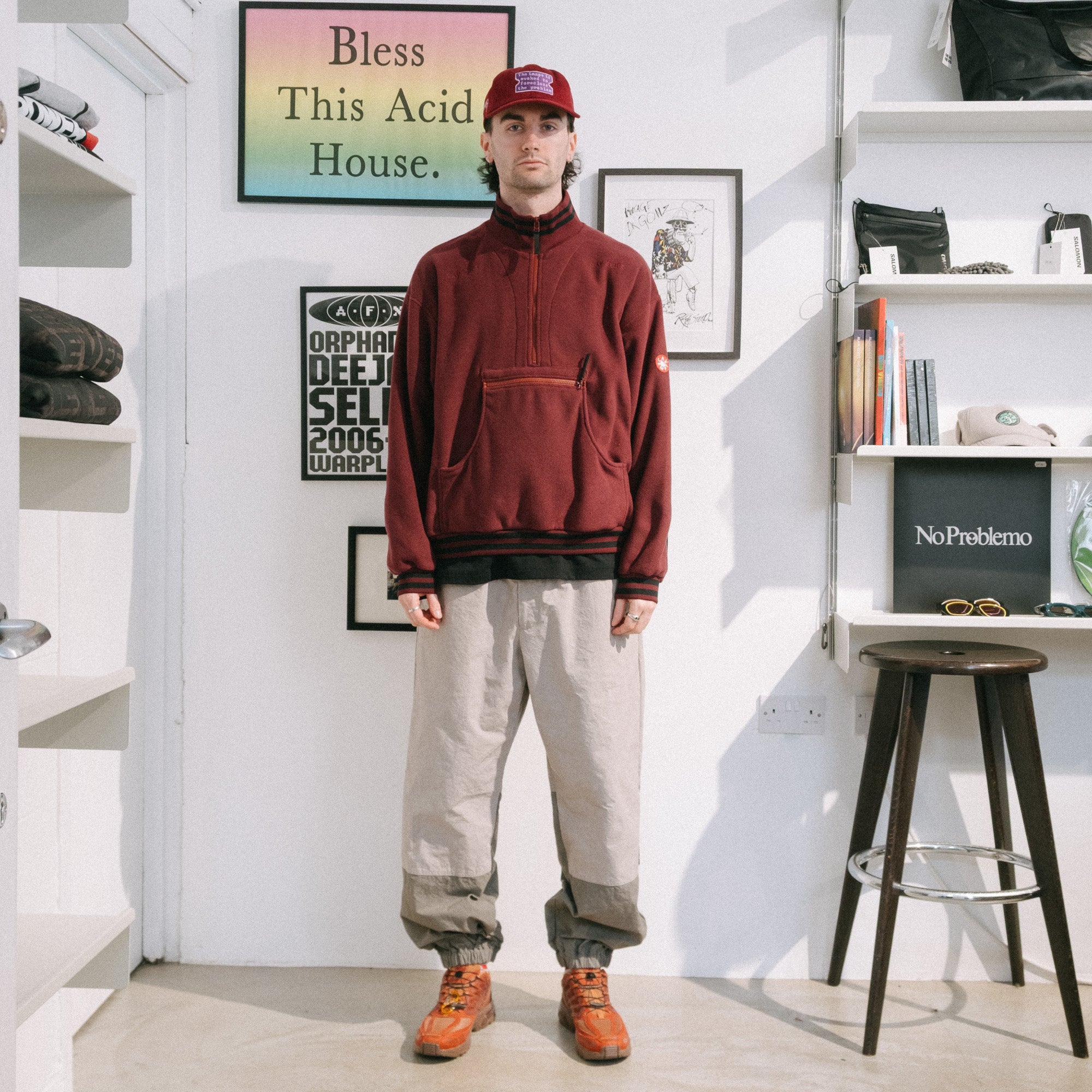 Cav Empt Fleece Half Zip Up - Burgundy - Never Never