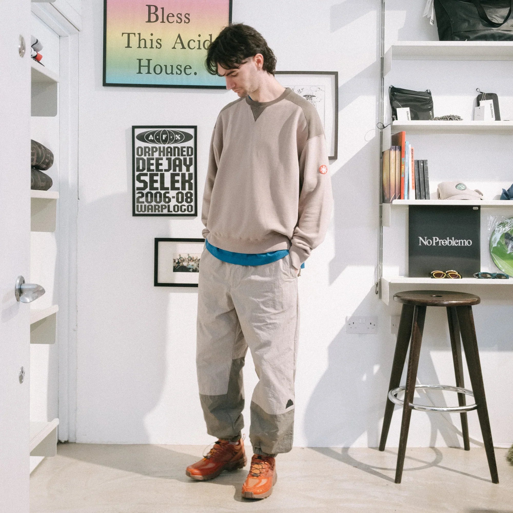 Cav Empt Half Panel Shoulder Crew Neck - Beige - Never Never