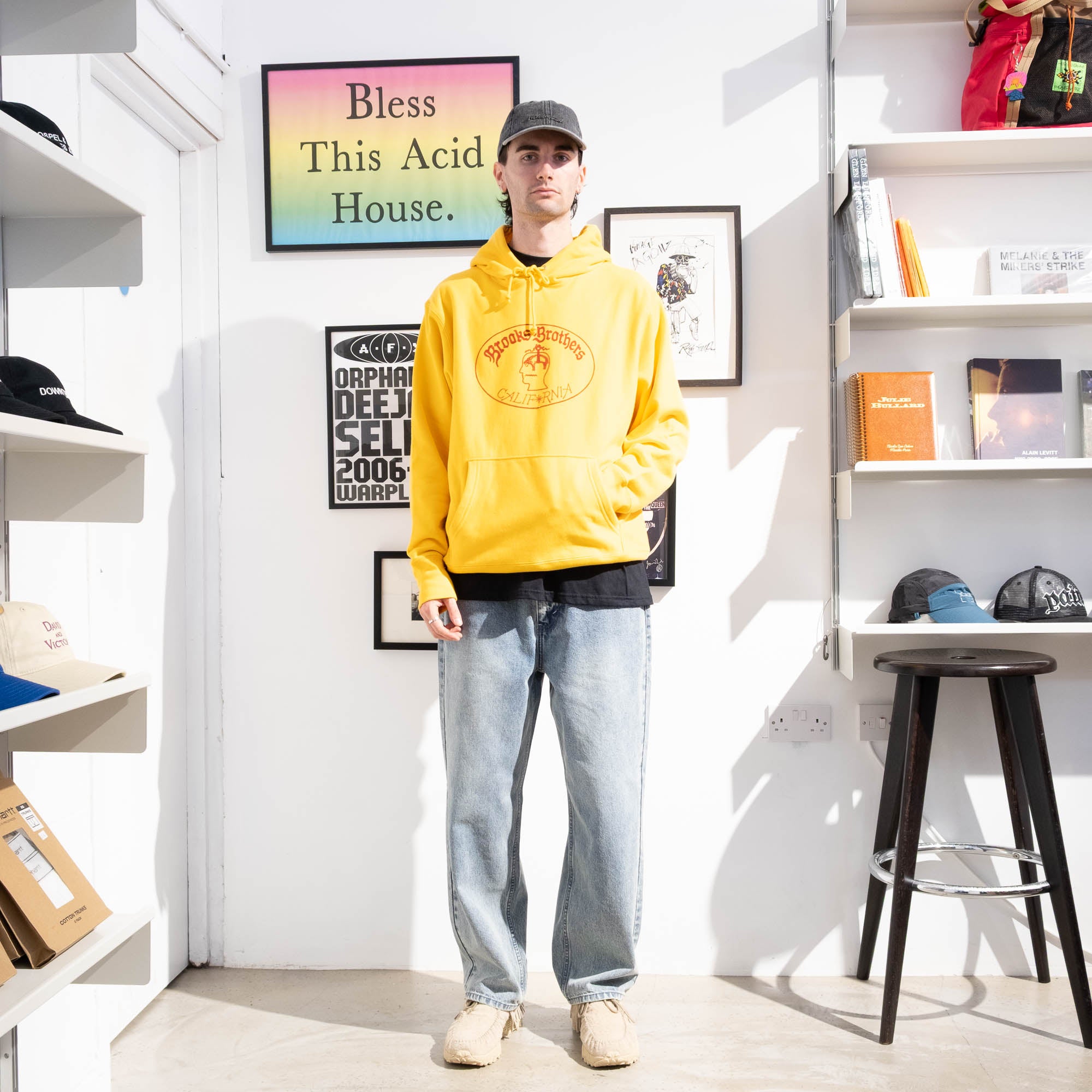 Brain Dead x Brooks Brothers Logo Hoodie - Yellow
