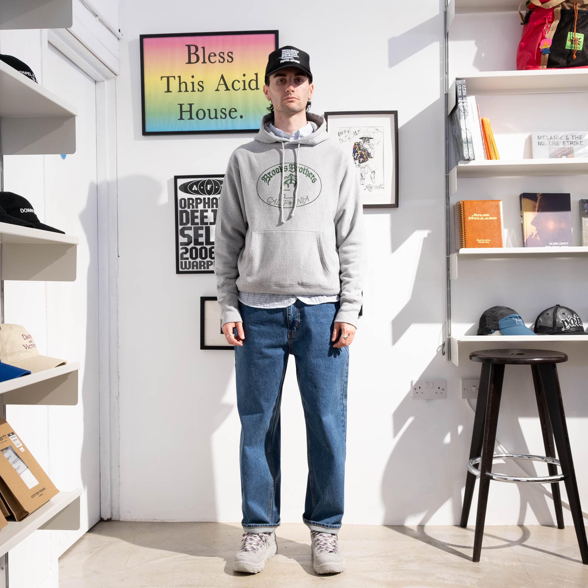 Brain Dead x Brooks Brothers Logo Hoodie - Heather Grey