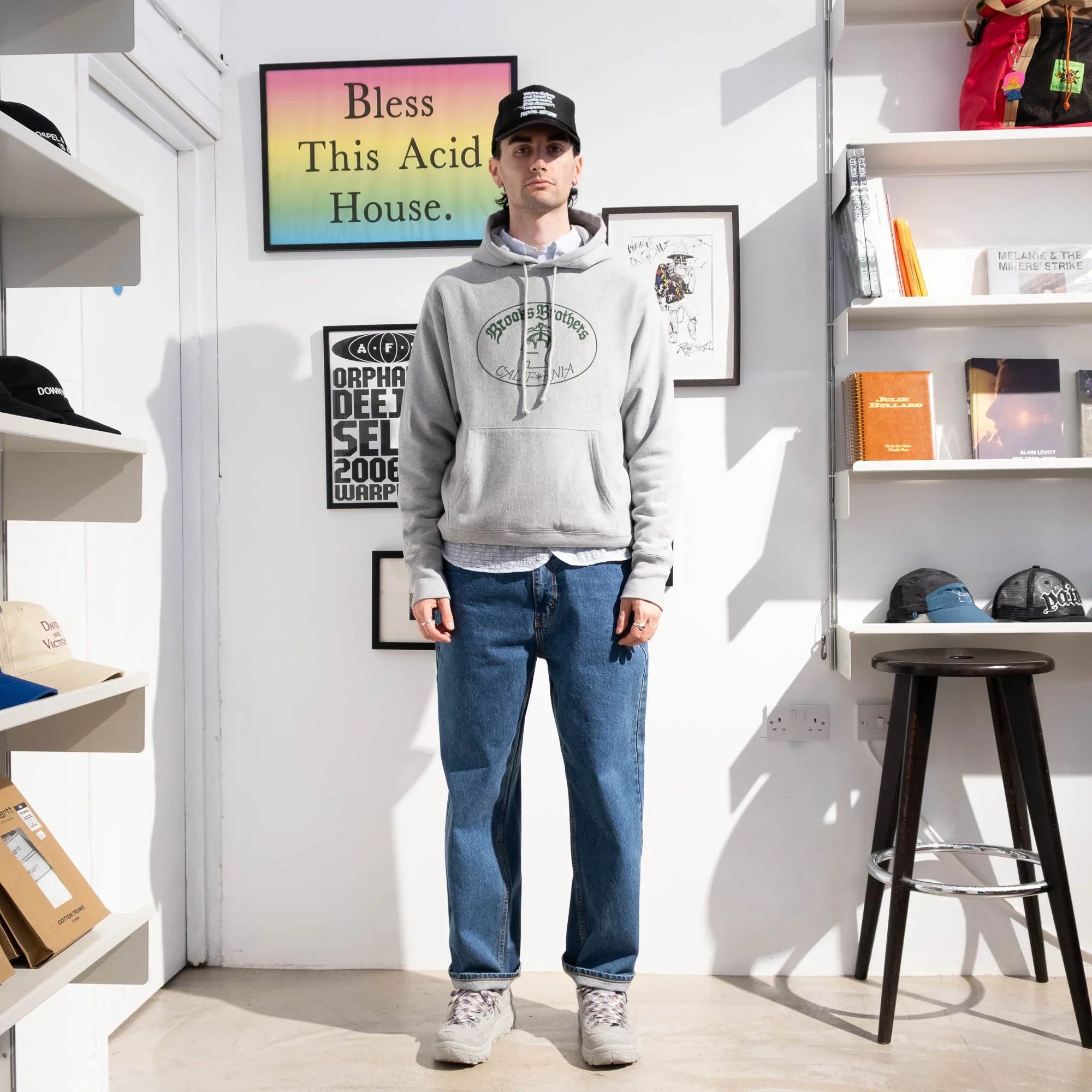Brain Dead x Brooks Brothers Logo Hoodie - Heather Grey