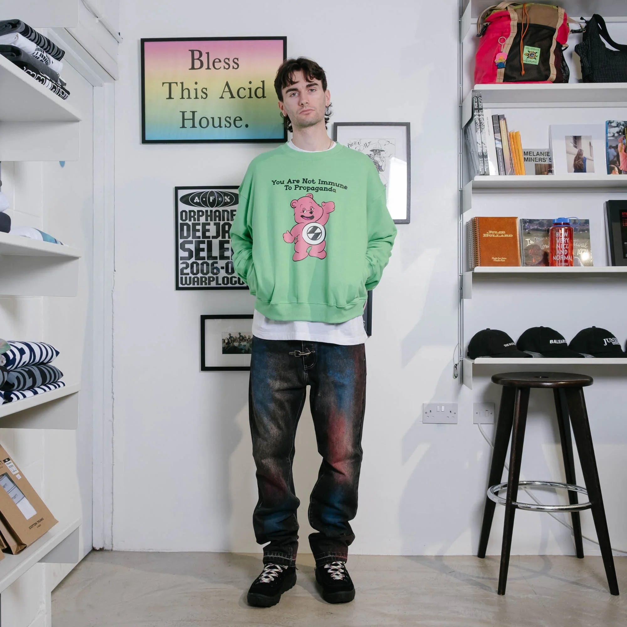 The Salvages Propaganda Bear Sweater - Island Green