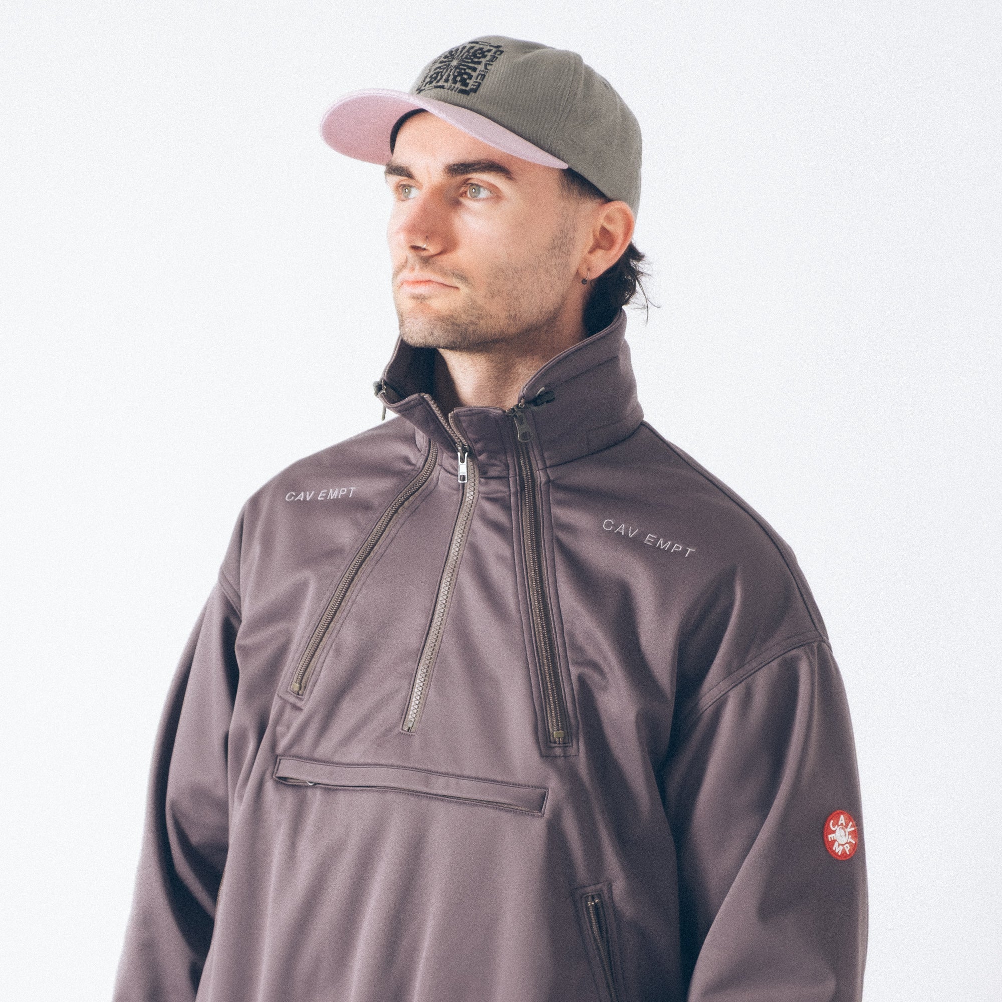 Cav Empt Fleece Back Half Zip - Grey