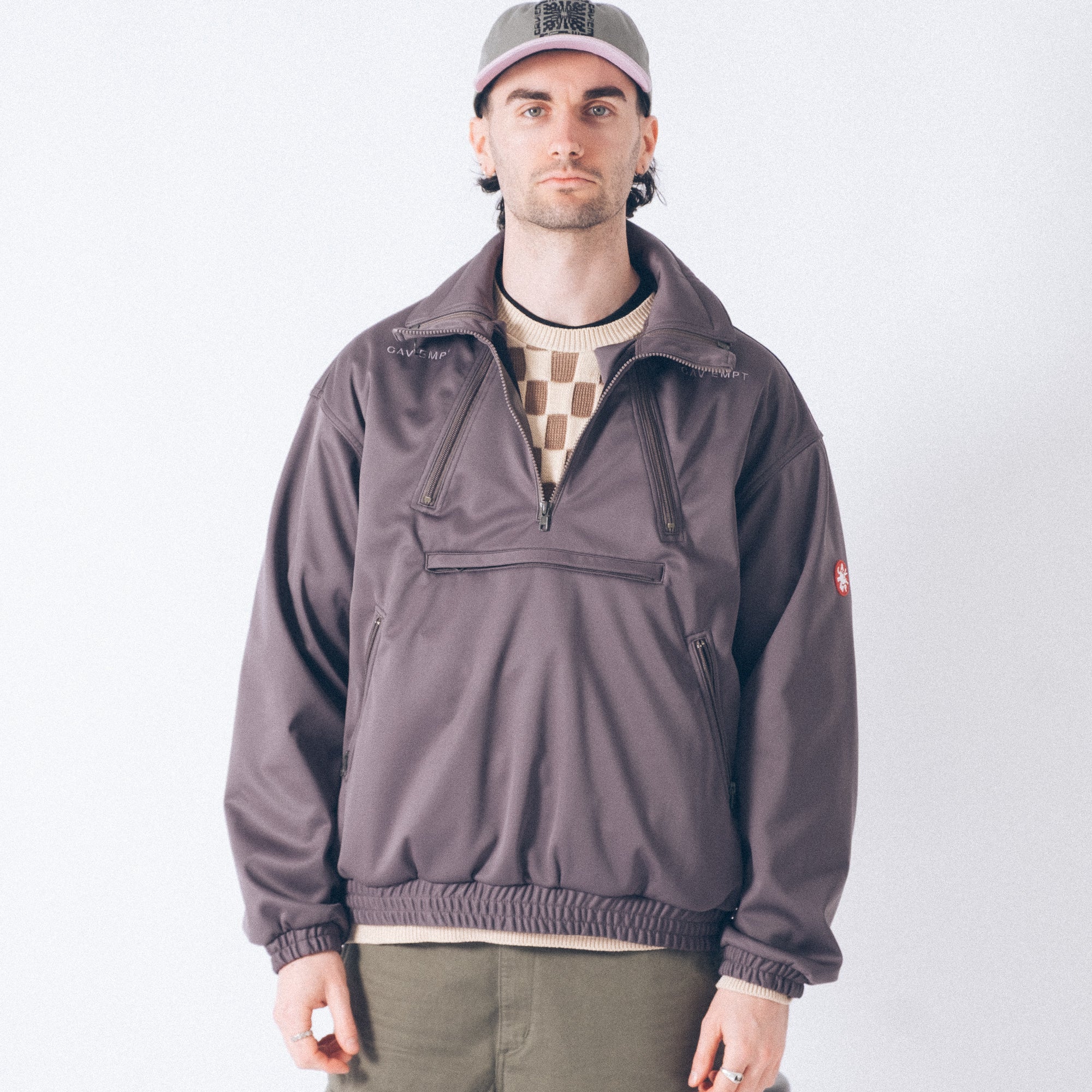 Cav Empt Fleece Back Half Zip - Grey