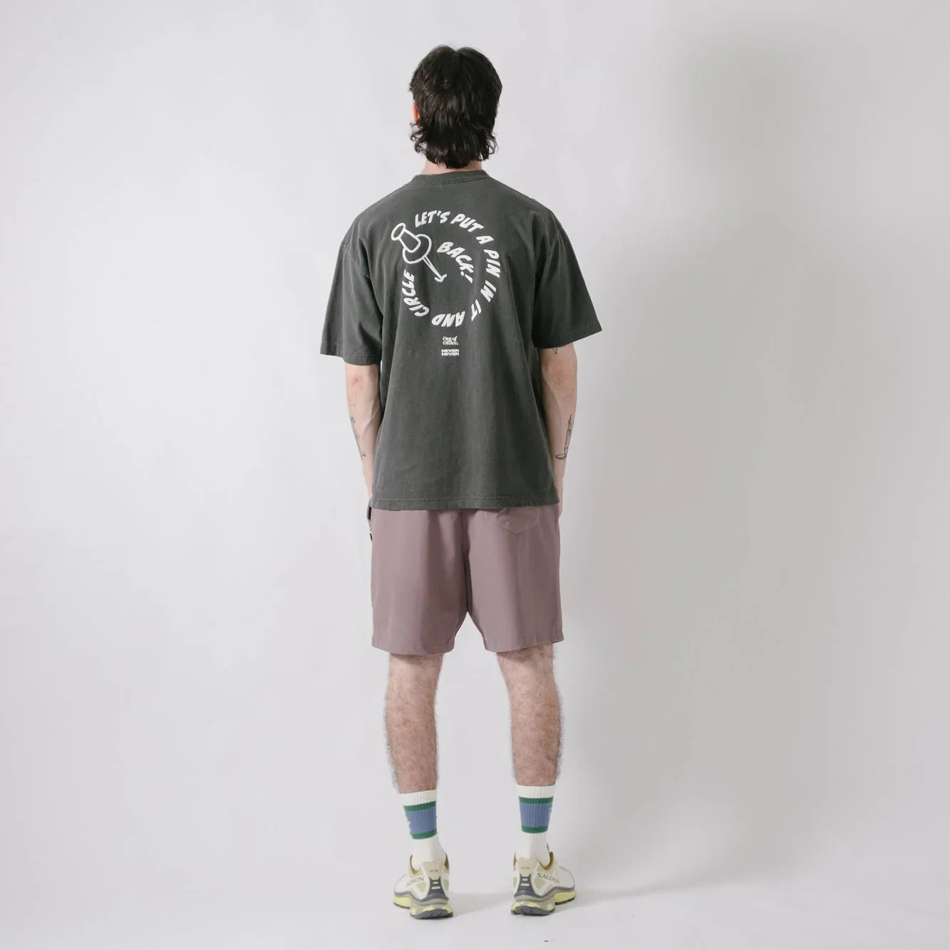 Never Never X Out Of Office Pin Tee - Washed Black