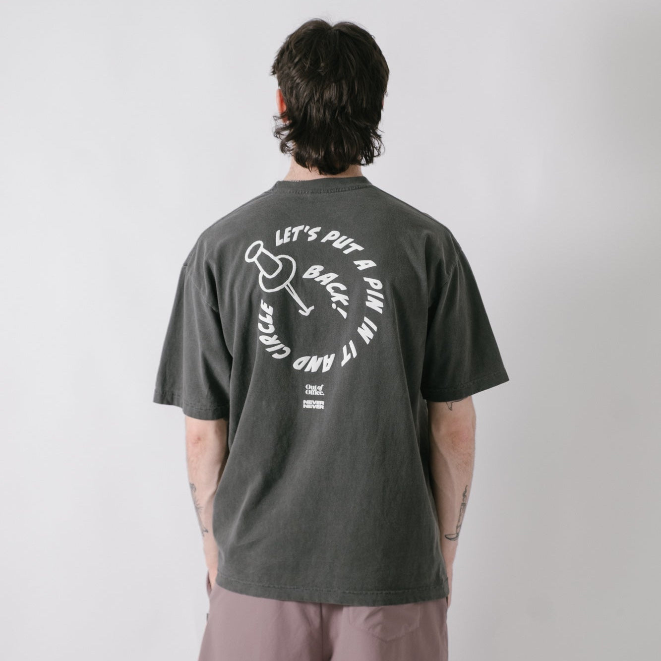 Never Never X Out Of Office Pin Tee - Washed Black