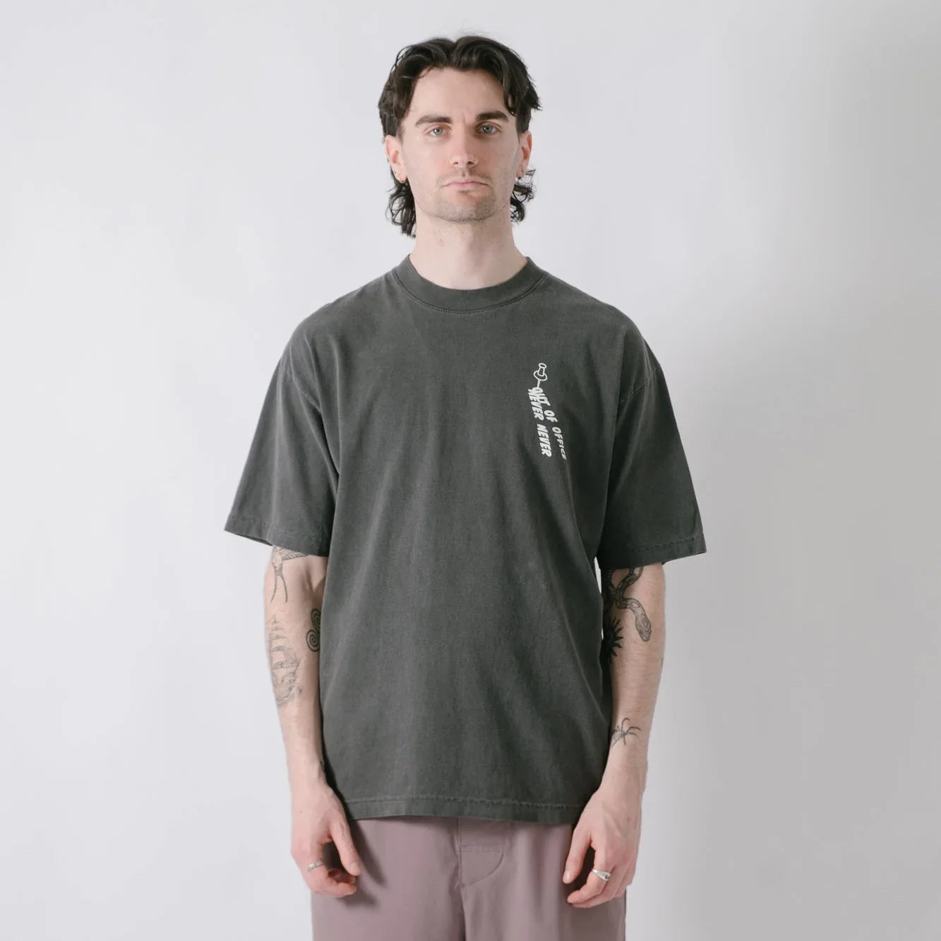 Never Never X Out Of Office Pin Tee - Washed Black