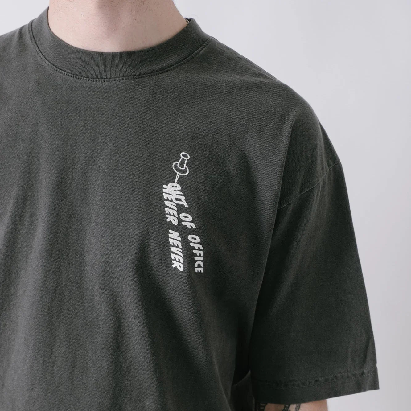 Never Never X Out Of Office Pin Tee - Washed Black