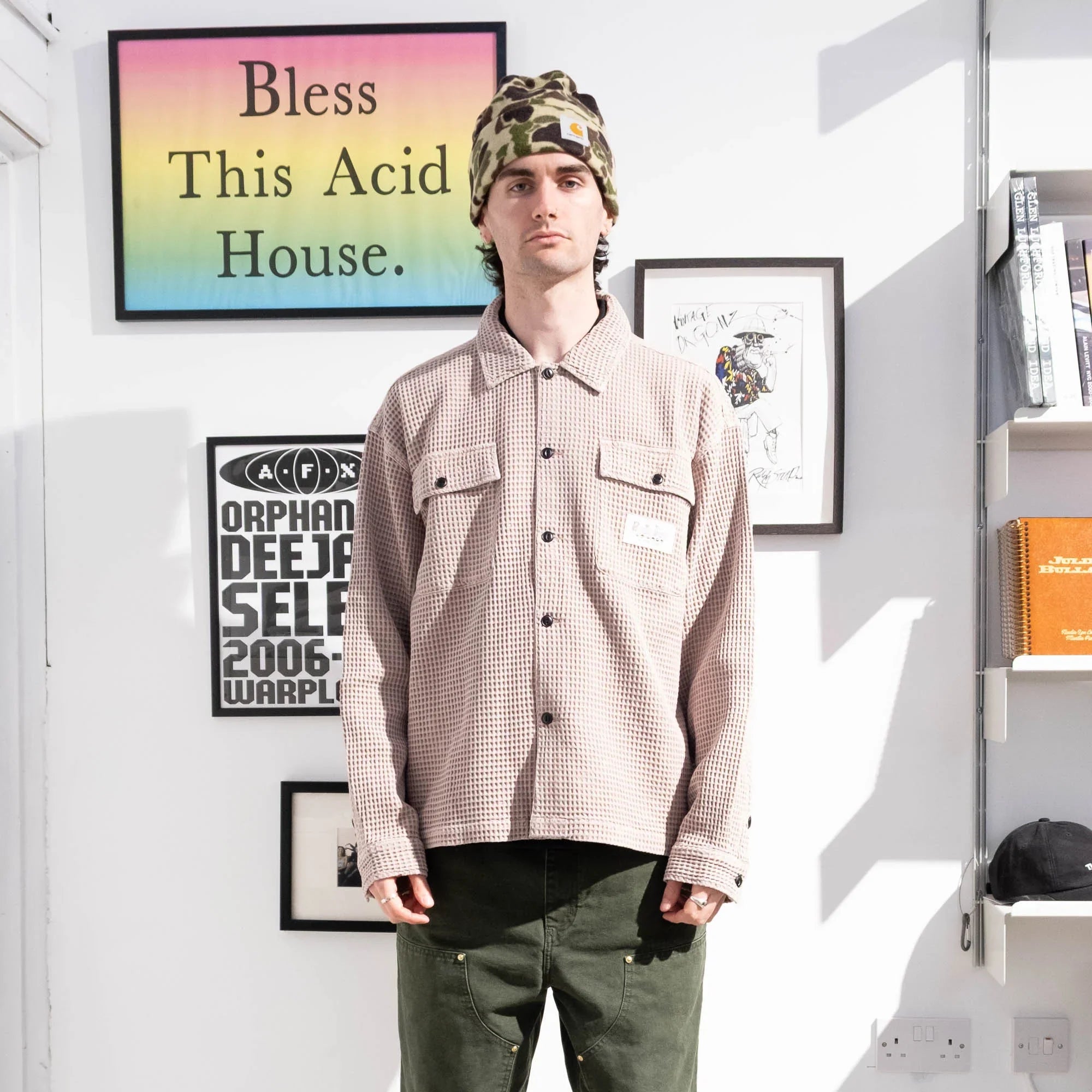Brain Dead Waffle Button Front Shirt - Sand
