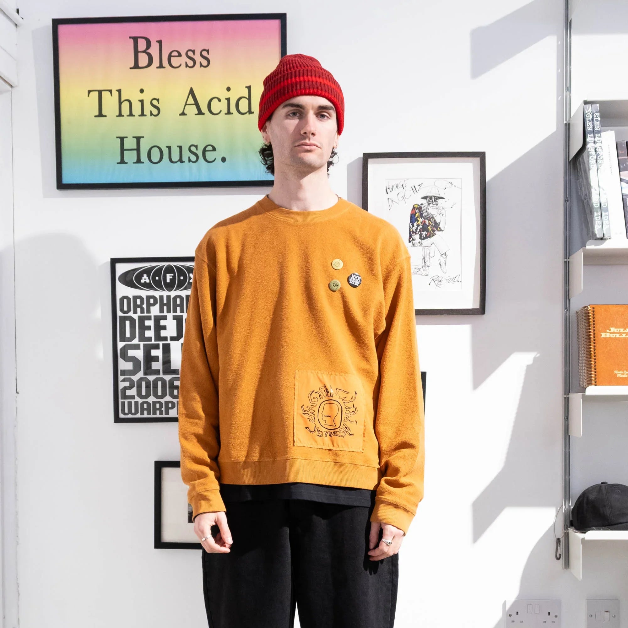 Brain Dead Gargoyle Crewneck Sweatshirt - Light Brown