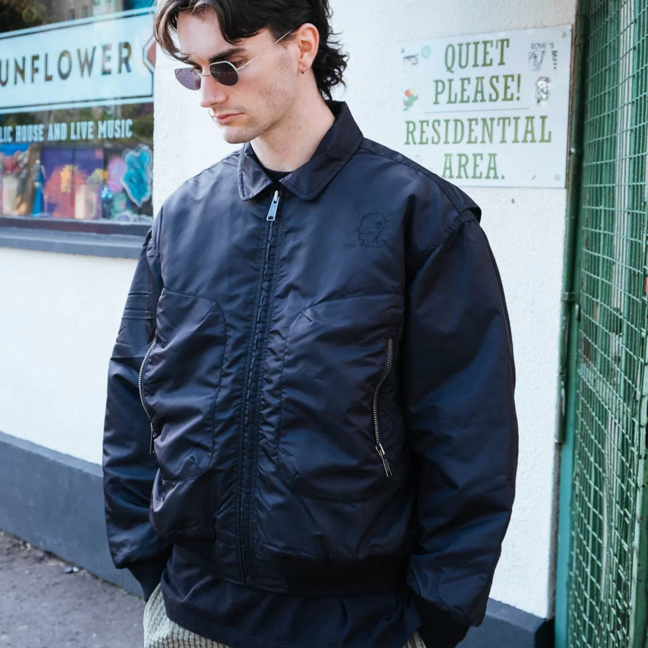Brain Dead Embroidered 3D Flight Jacket - Black