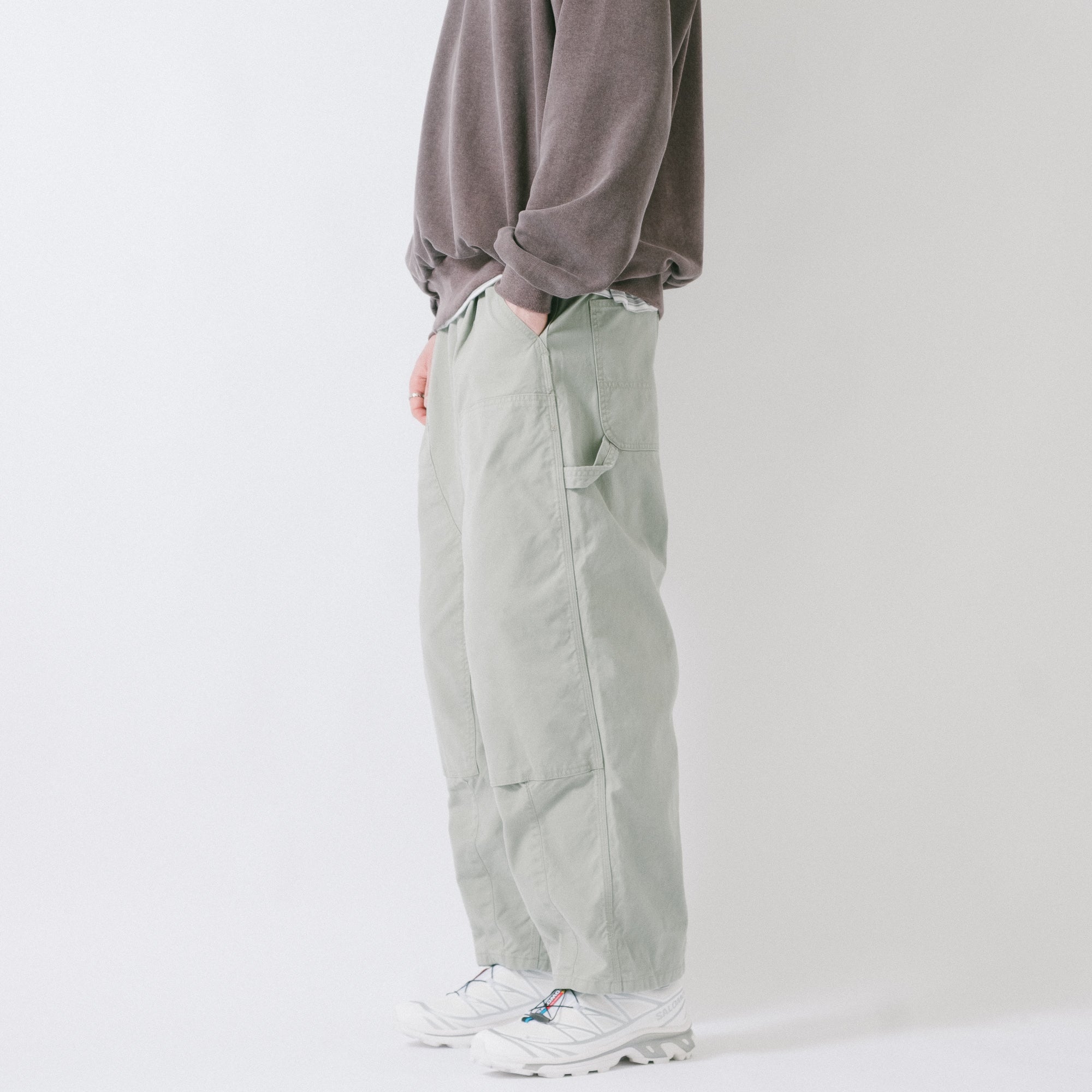 is-ness Herringbone Double-Knee Balloon Painter Pants - Mint
