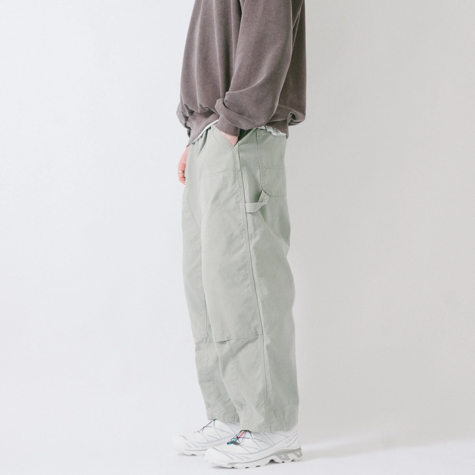 is-ness Herringbone Double-Knee Balloon Painter Pants - Mint