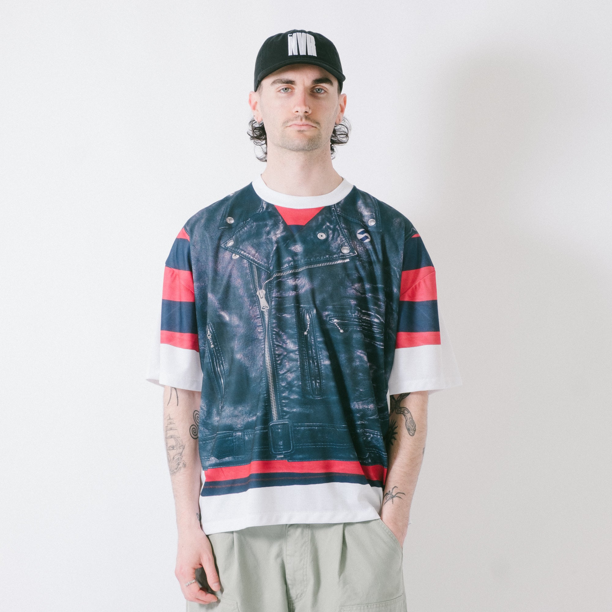 The Salvages Moto Border T-Shirt - White