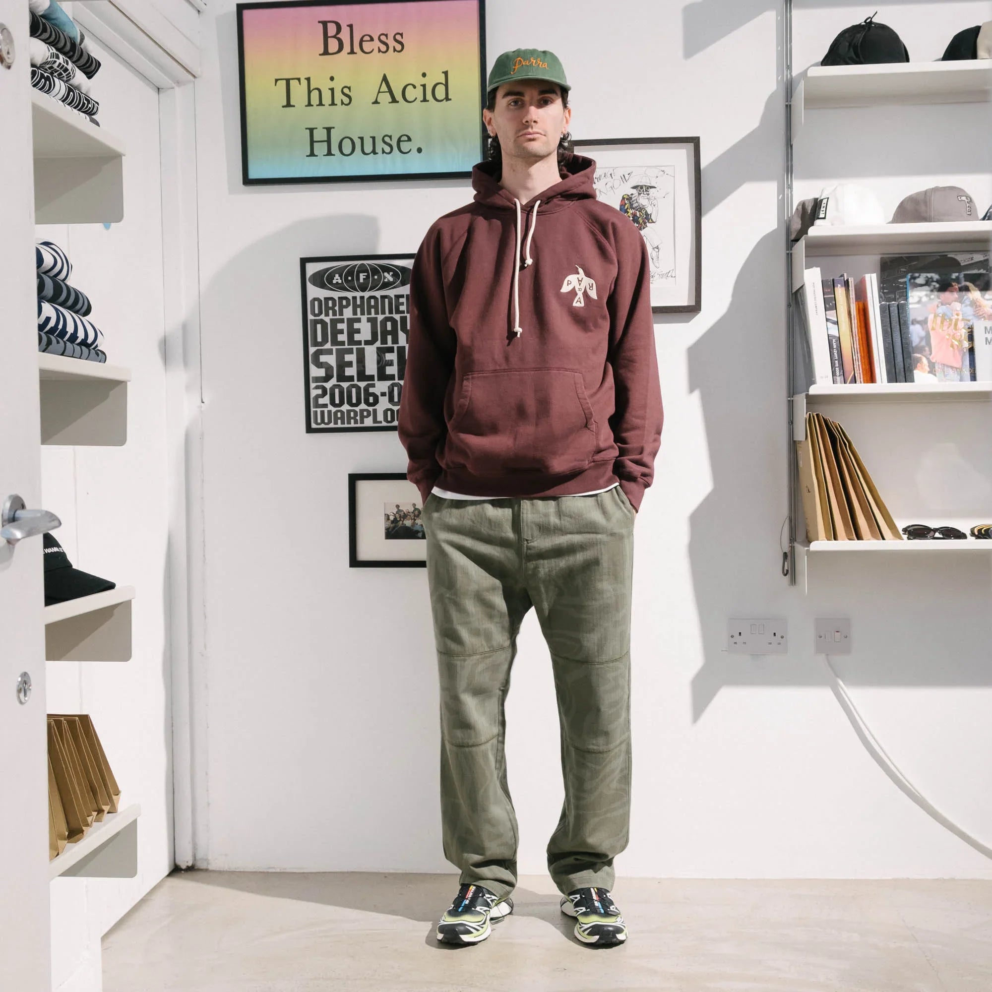 By Parra Crow Logo Hooded Sweatshirt - Dark Burgundy