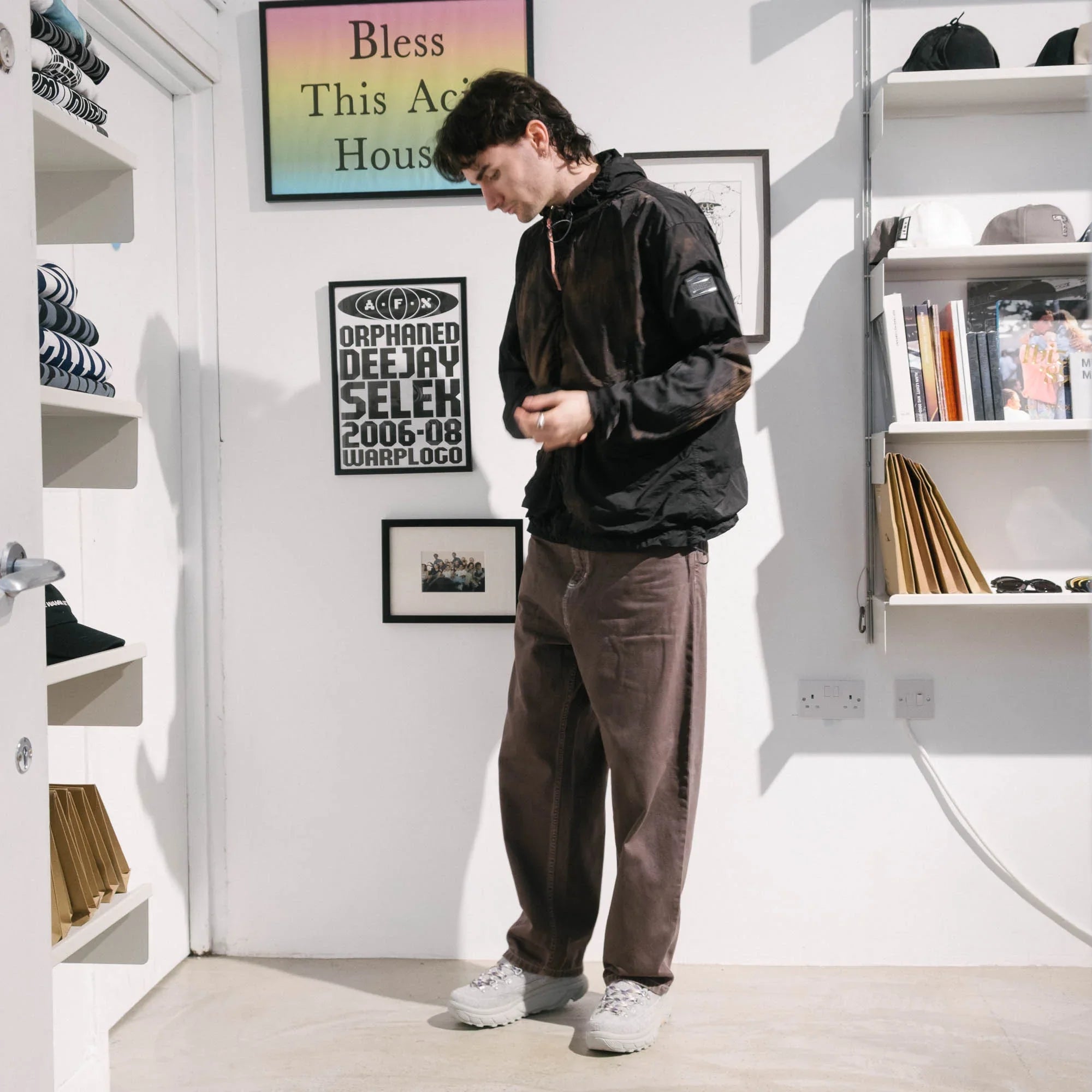 Aries Rag Dye Hooded Windcheater Jacket - Brown