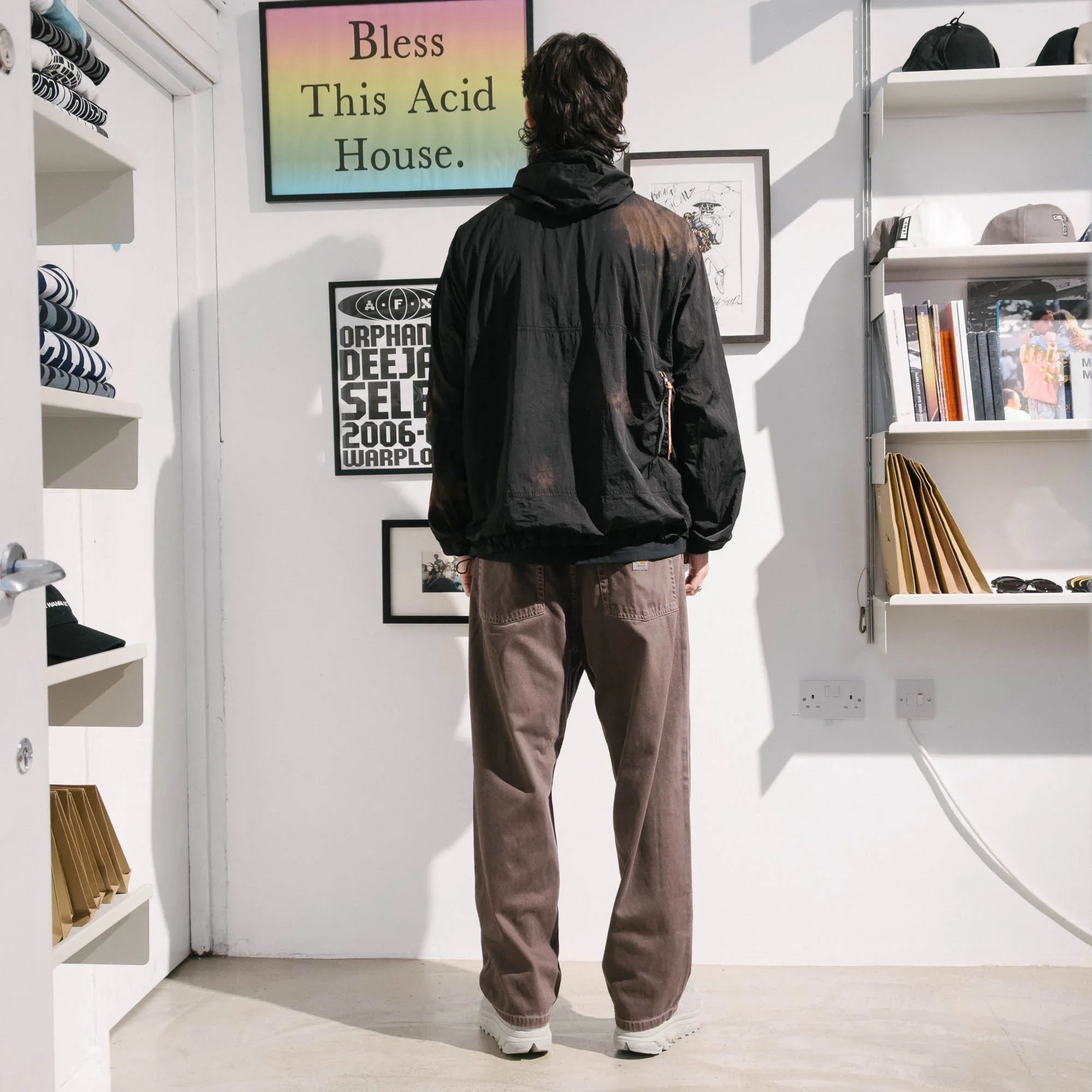 Aries Rag Dye Hooded Windcheater Jacket - Brown