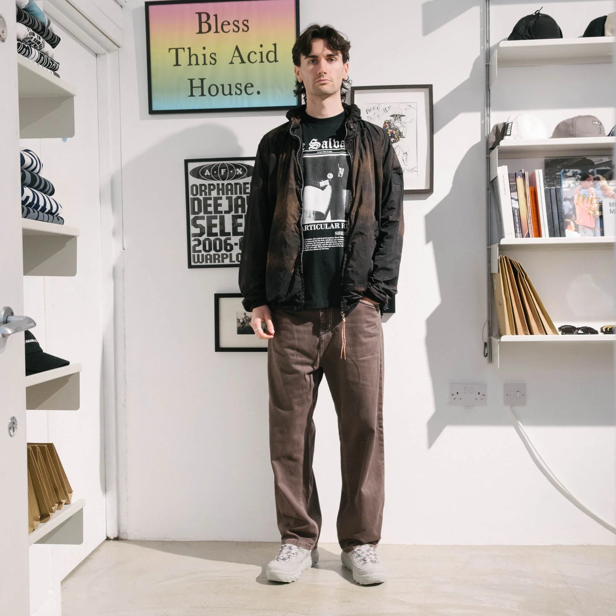 Aries Rag Dye Hooded Windcheater Jacket - Brown