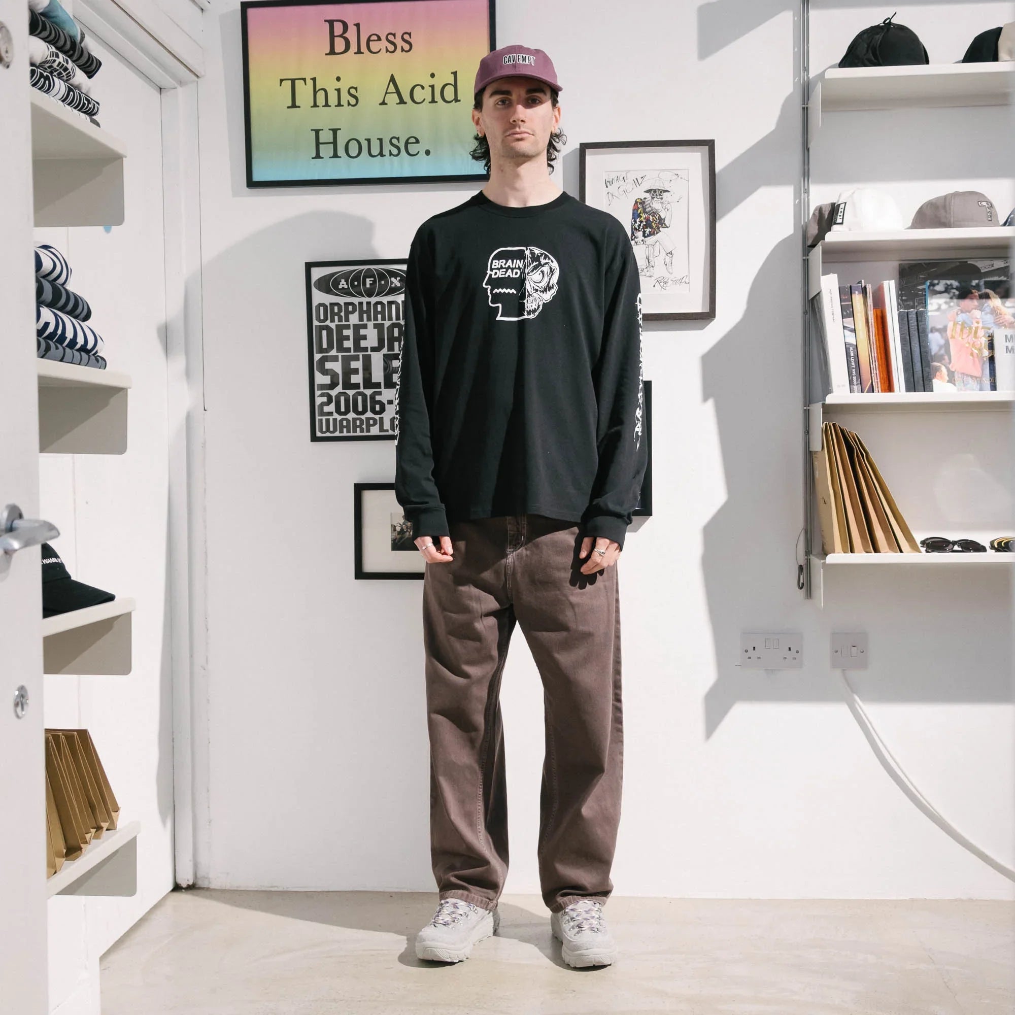 Brain Dead Skull Mech Long Sleeve T-Shirt - Black