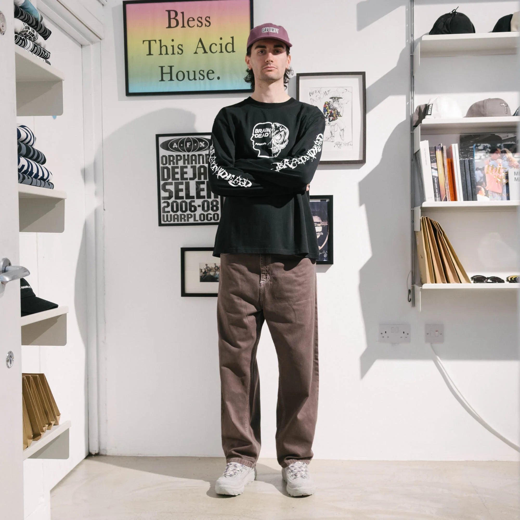 Brain Dead Skull Mech Long Sleeve T-Shirt - Black