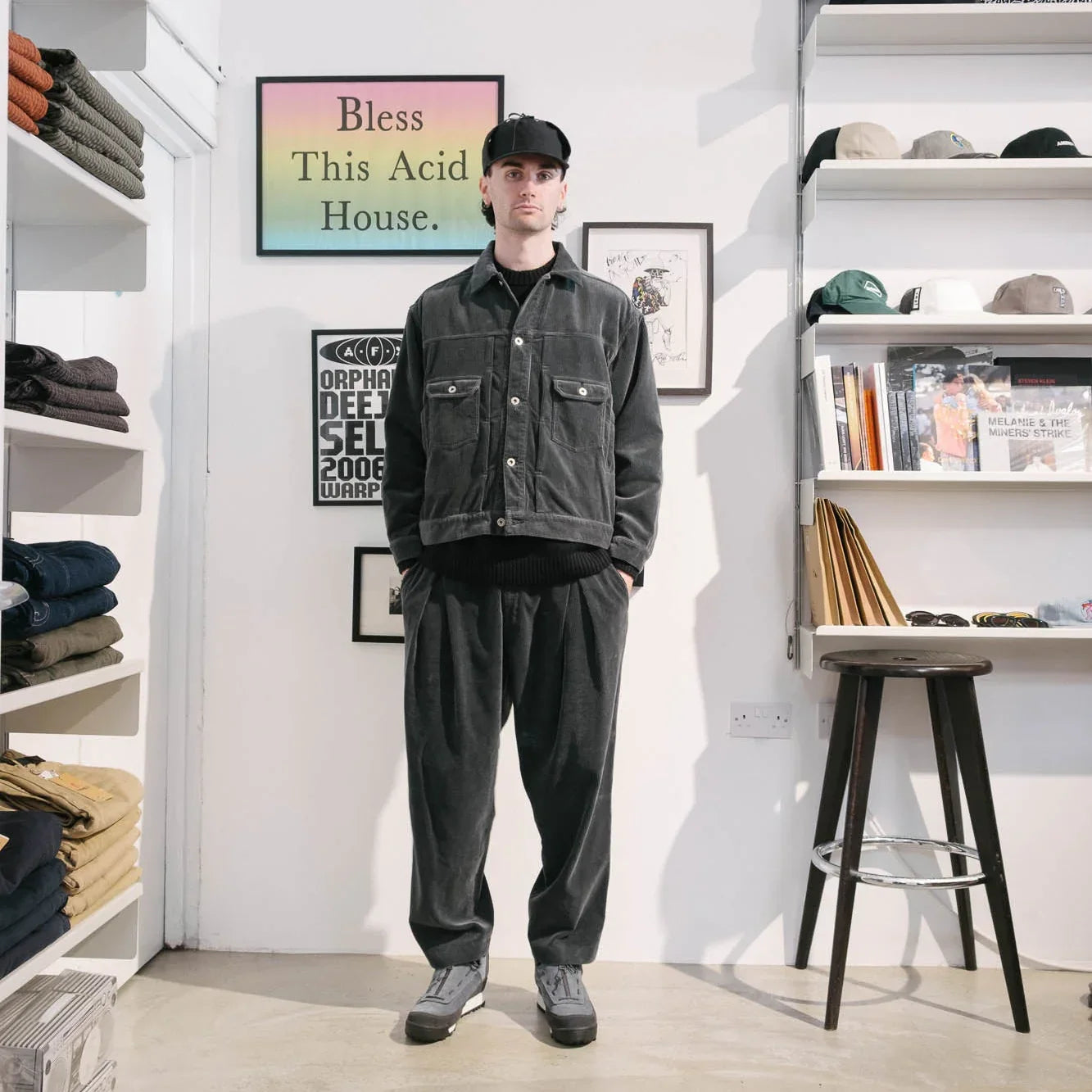 is-ness Corduroy Trucker Jacket - Charcoal