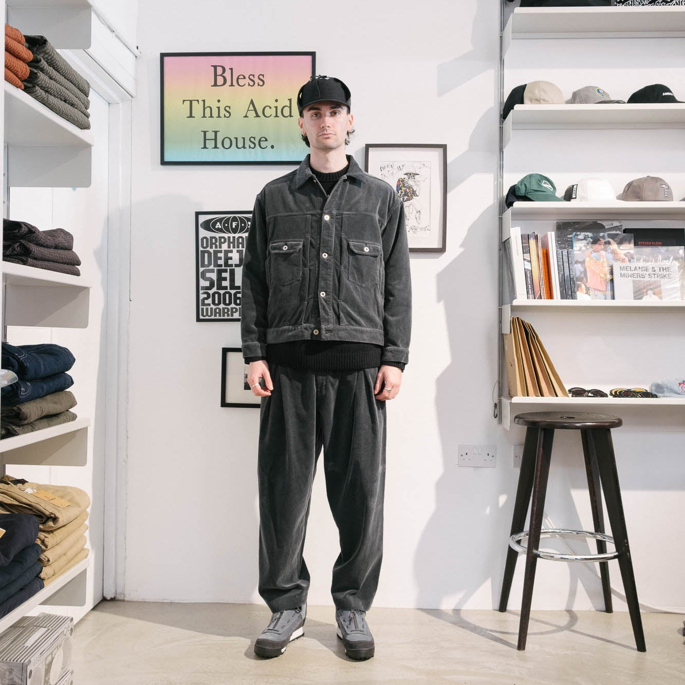is-ness Corduroy Trucker Jacket - Charcoal