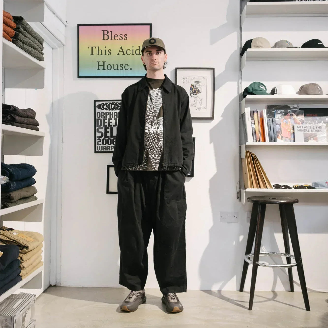 is-ness Herringbone Balloon Baker Pants - Black