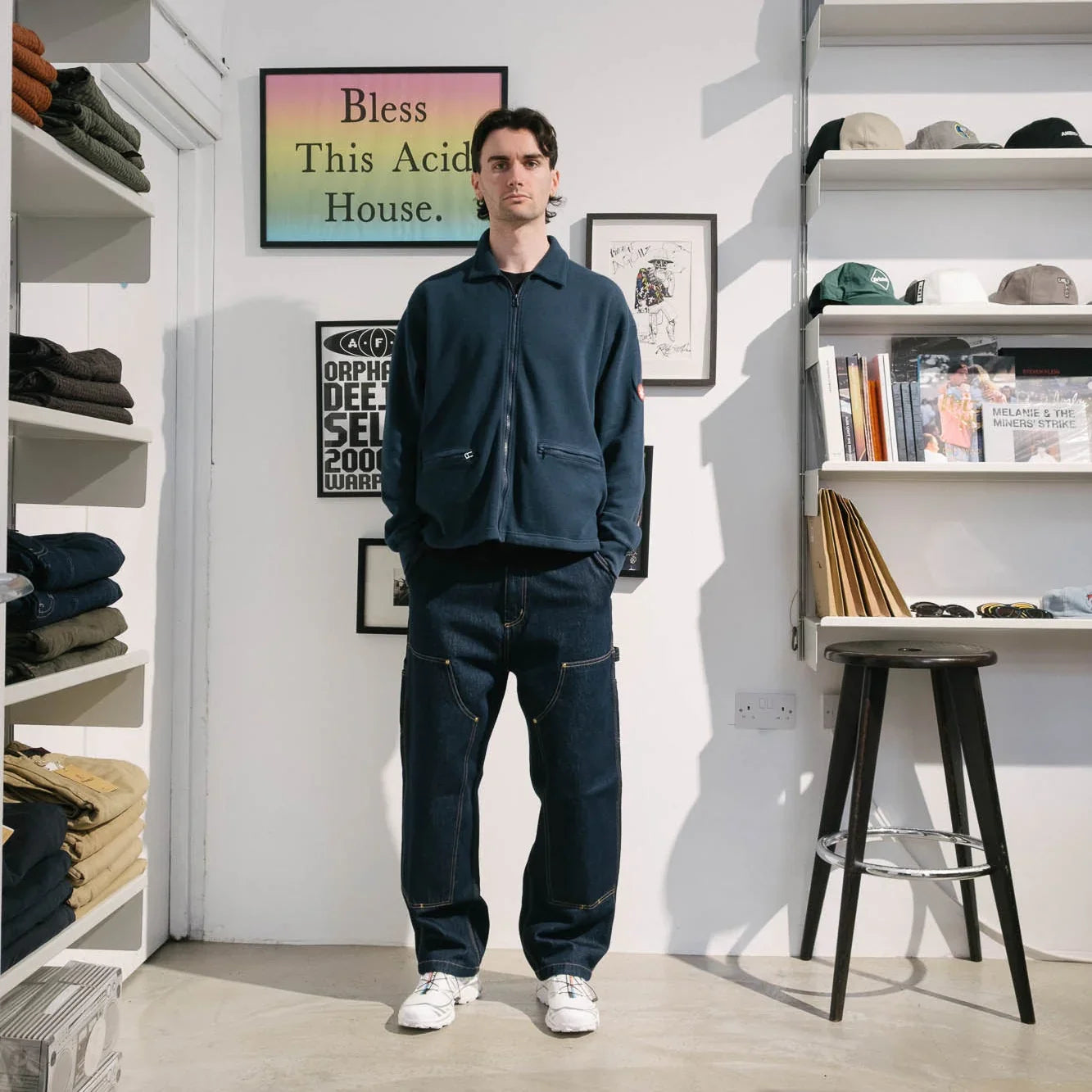 Cav Empt DBL Knit Collared Zip Up - Navy