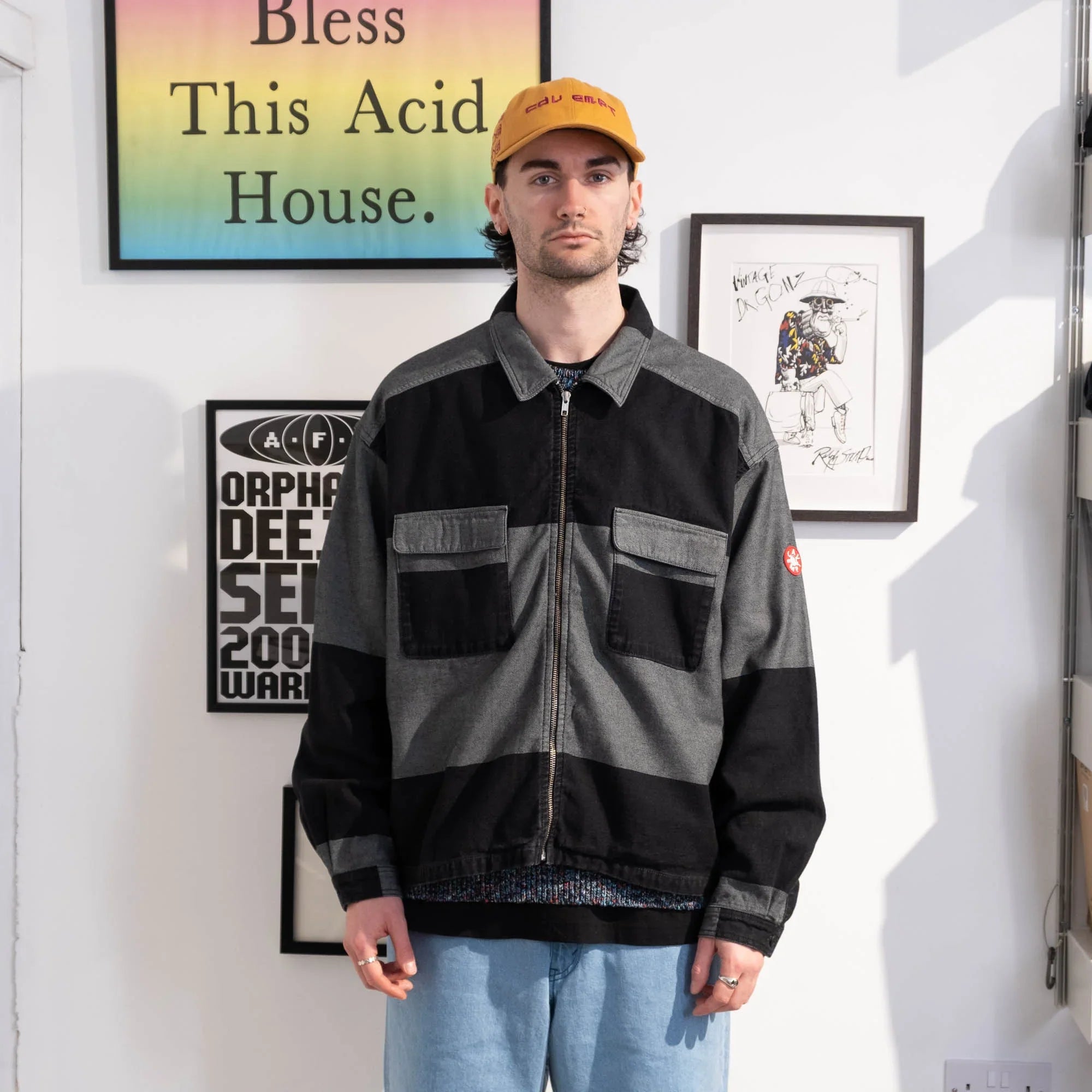 Cav Empt Overdye Stripe Short Shirt Jacket - Grey