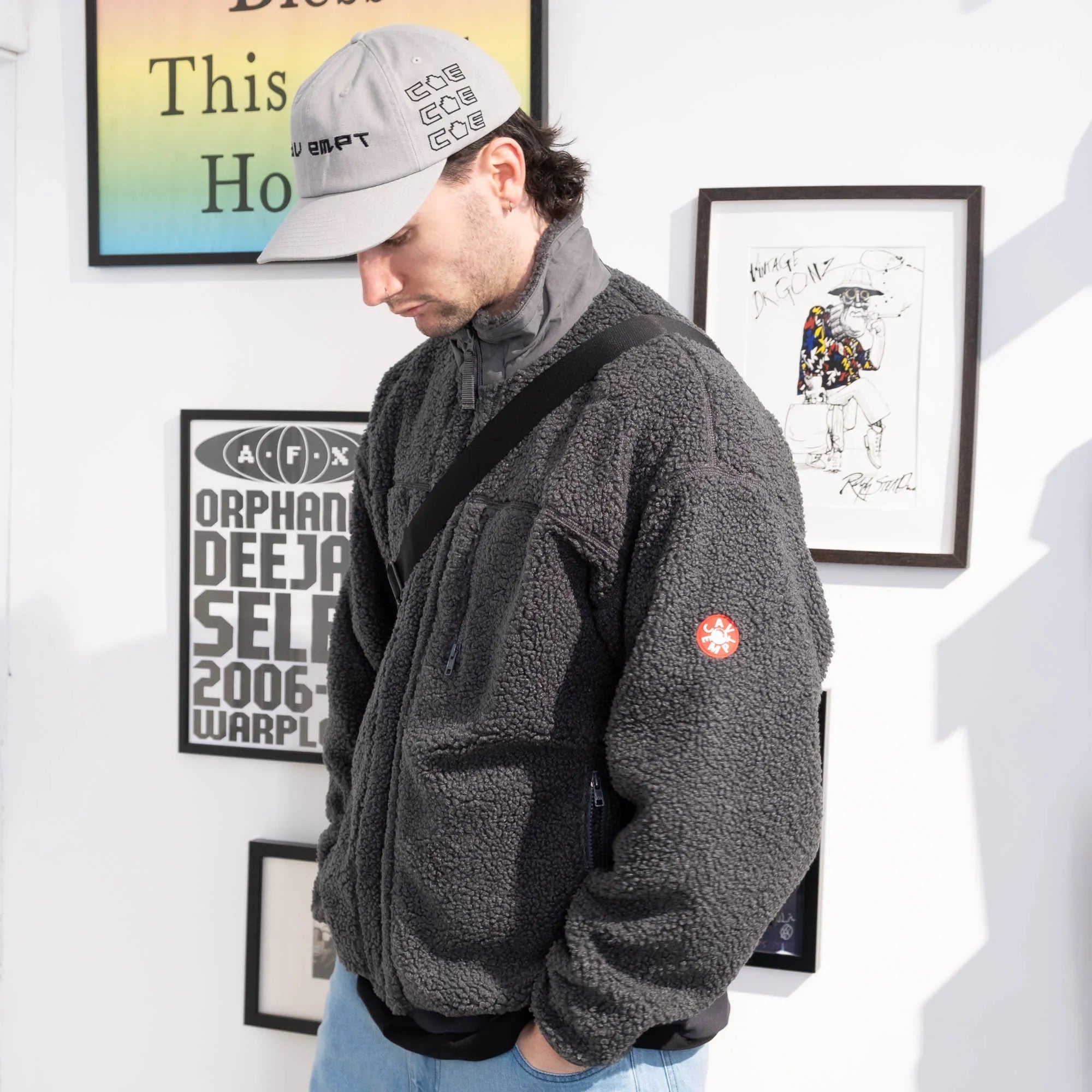 Cav Empt Stand Collar Boa Zip Up - Grey