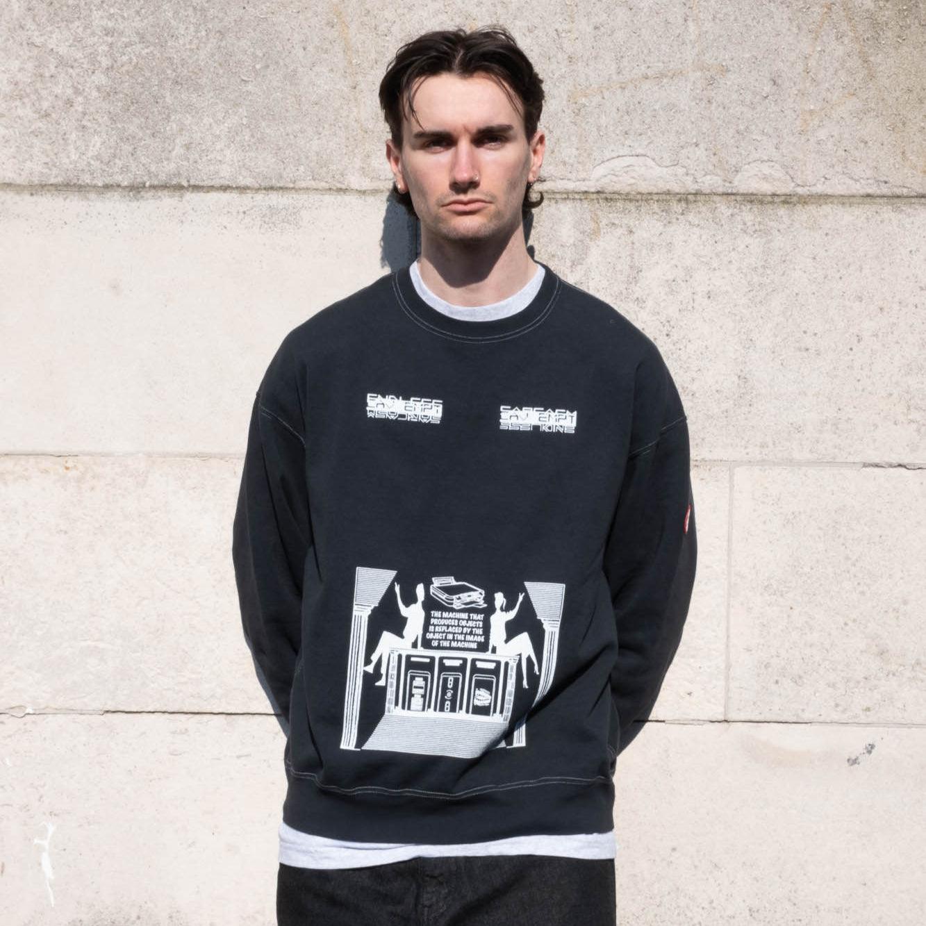 Cav Empt Overdye MD Machines Crew Neck Sweater - Black - Never Never