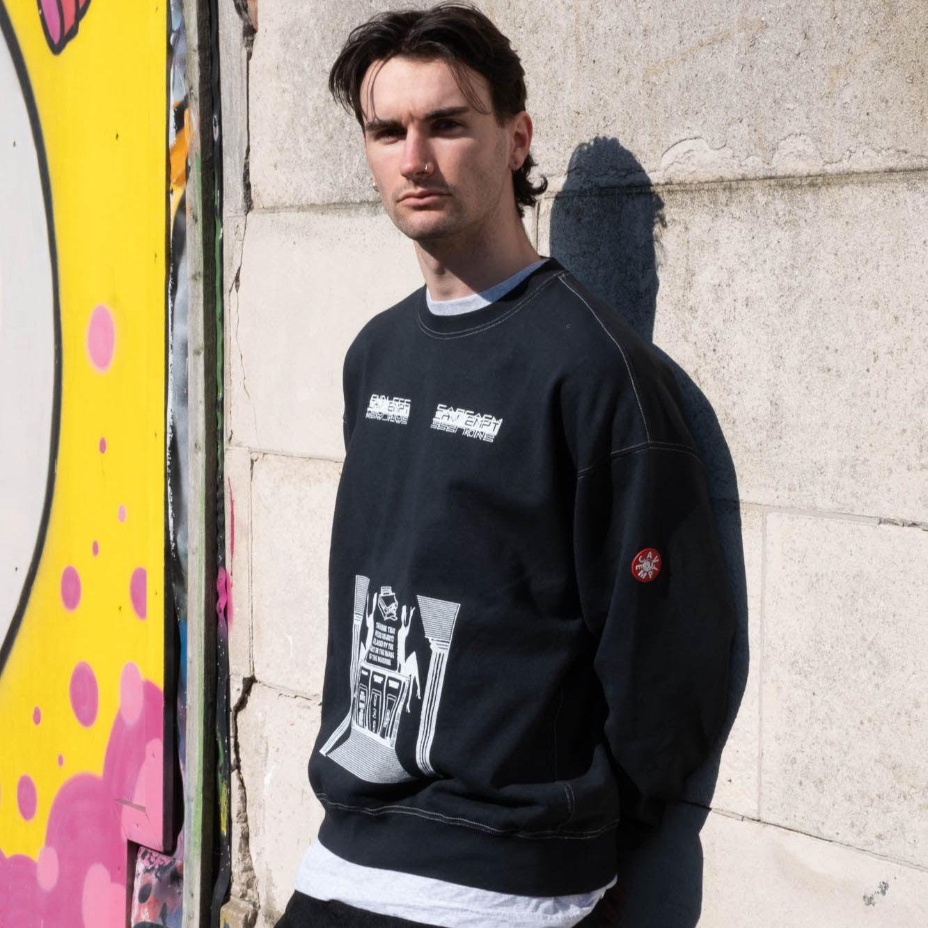 Cav Empt Overdye MD Machines Crew Neck Sweater - Black - Never Never