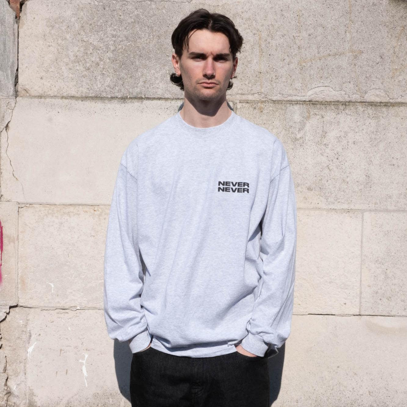 Never Never Concrète Stack LS Tee - Ash Grey - Never Never