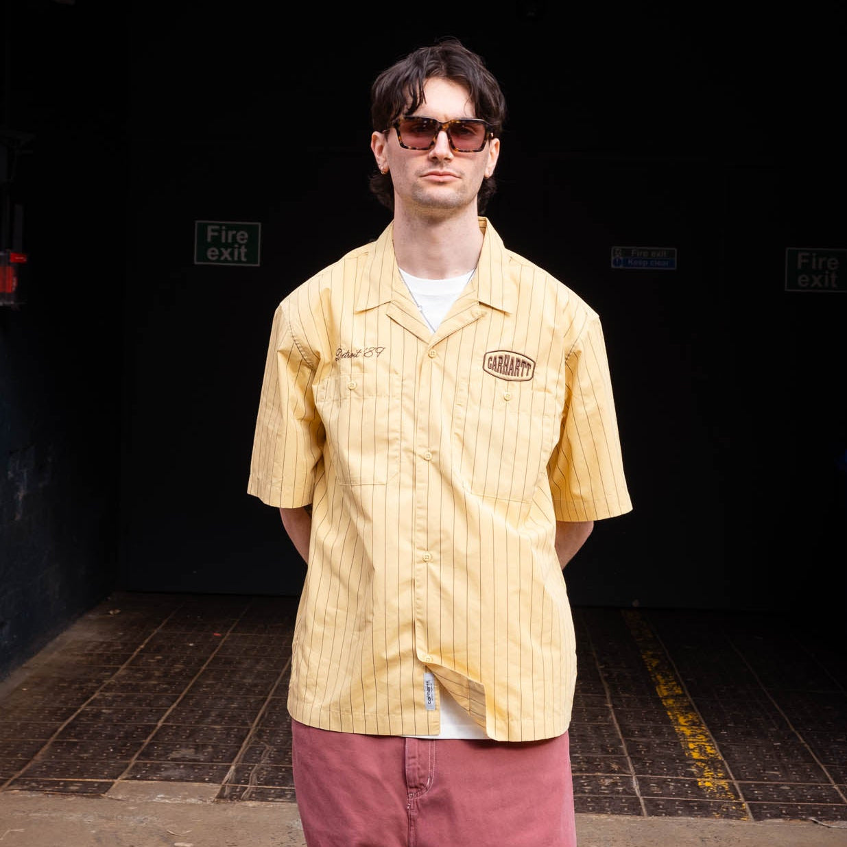 Carhartt WIP S/S Hendry Shirt - Straw/Liberica