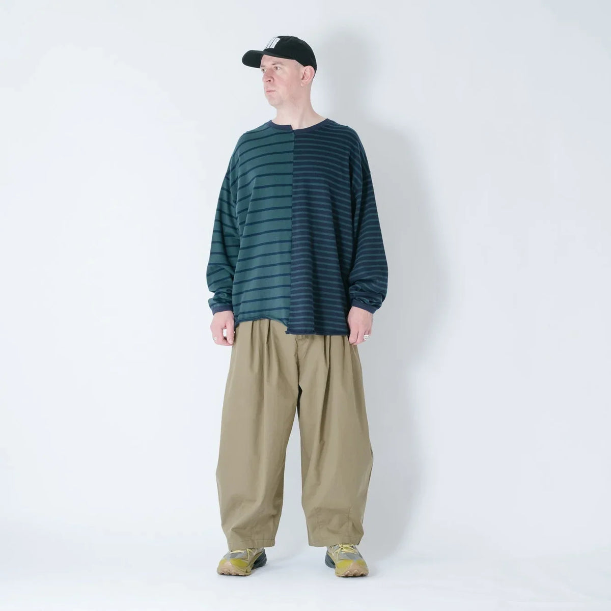 Anglan Unbalanced Stripe Long Sleeve - Green/Navy