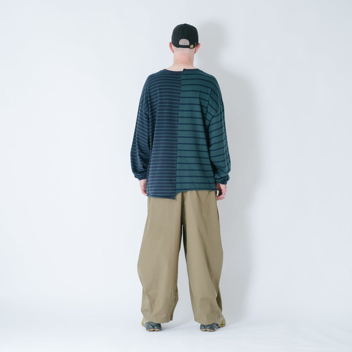 Anglan Unbalanced Stripe Long Sleeve - Green/Navy