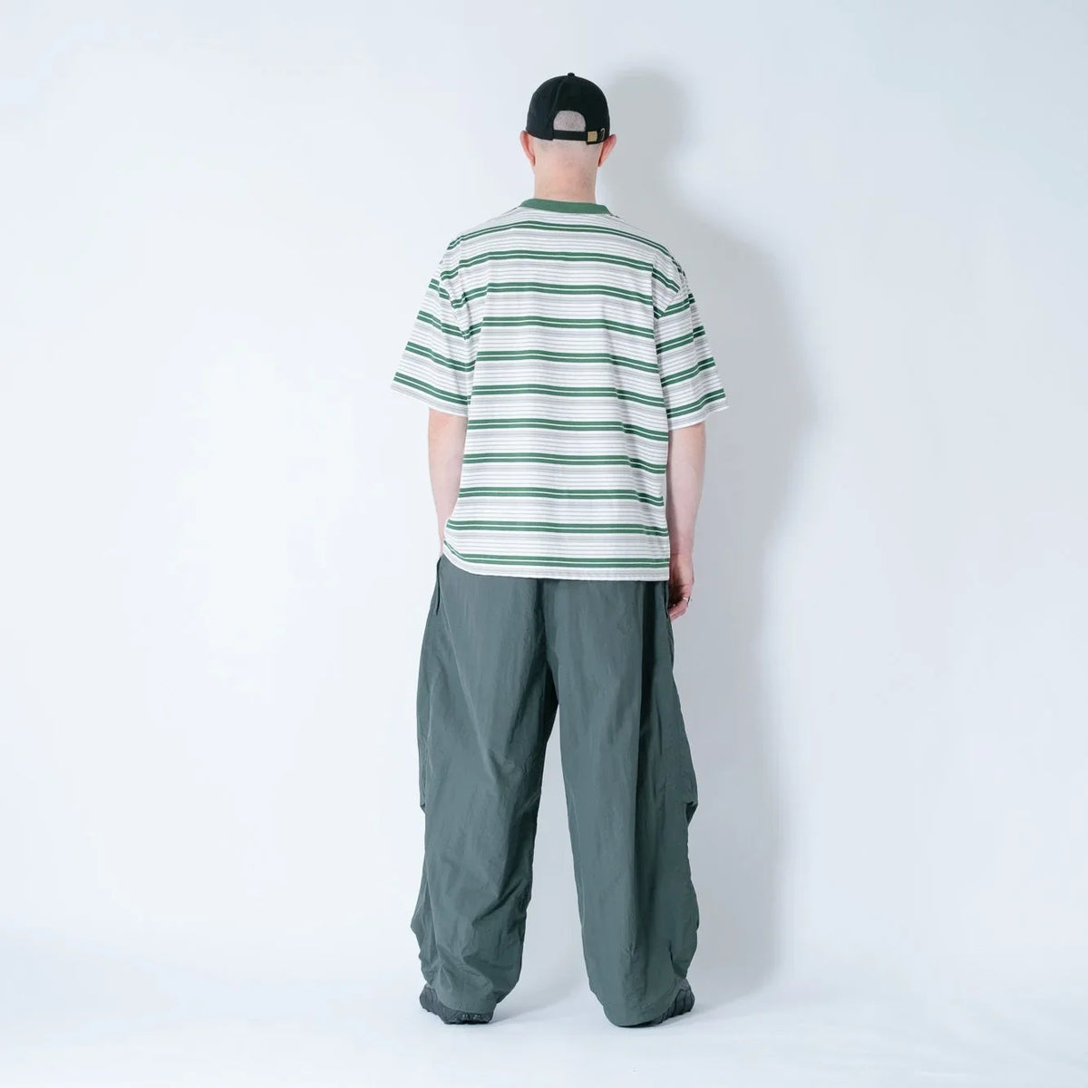 Anglan Nylon Tuck Belt String Balloon Pants - Green