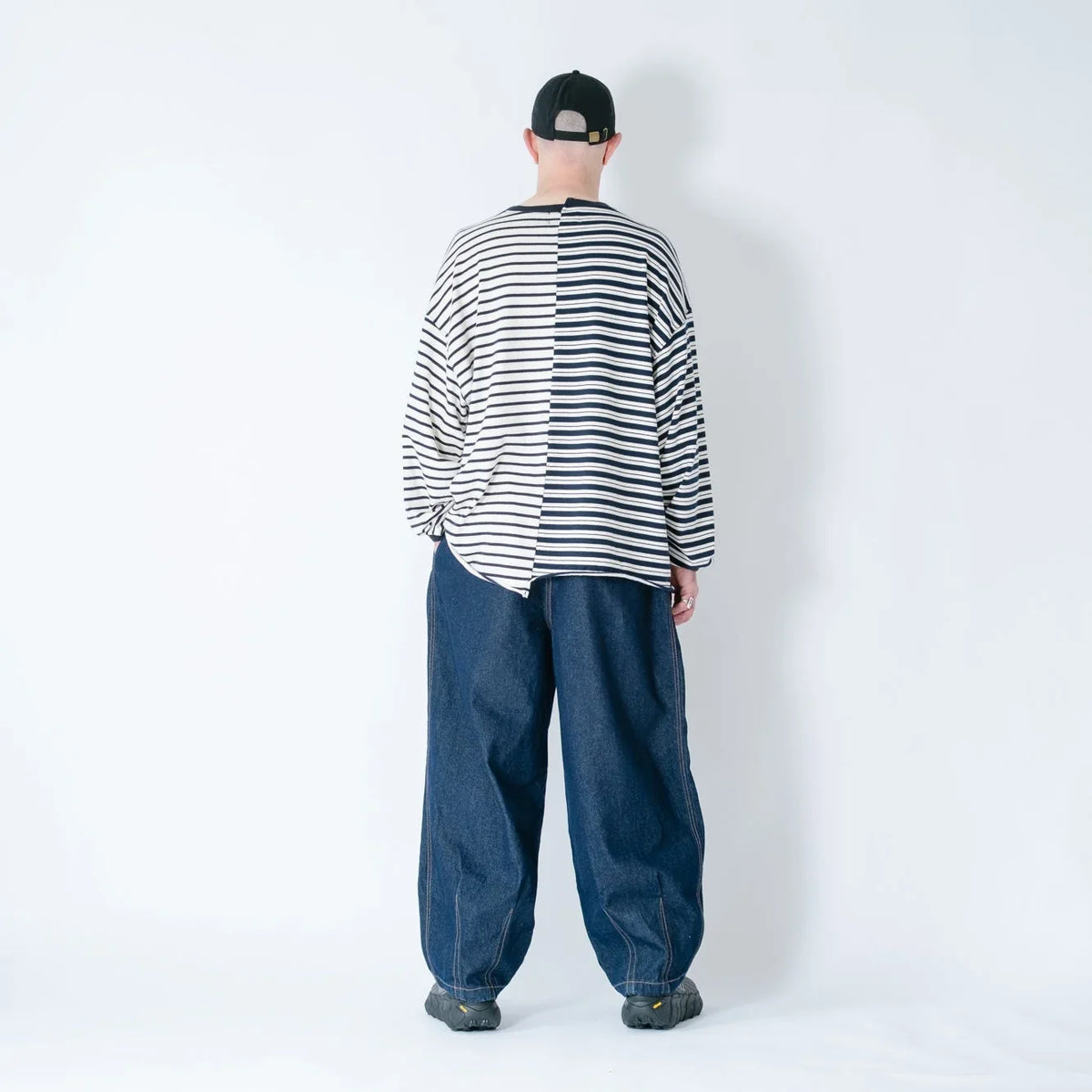 Anglan Rigid Indigo Denim Balloon Pants - Dark Blue
