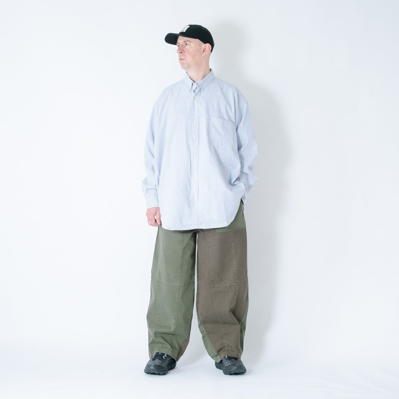 Anglan Panel Mix Balloon Balloon Pants - Khaki