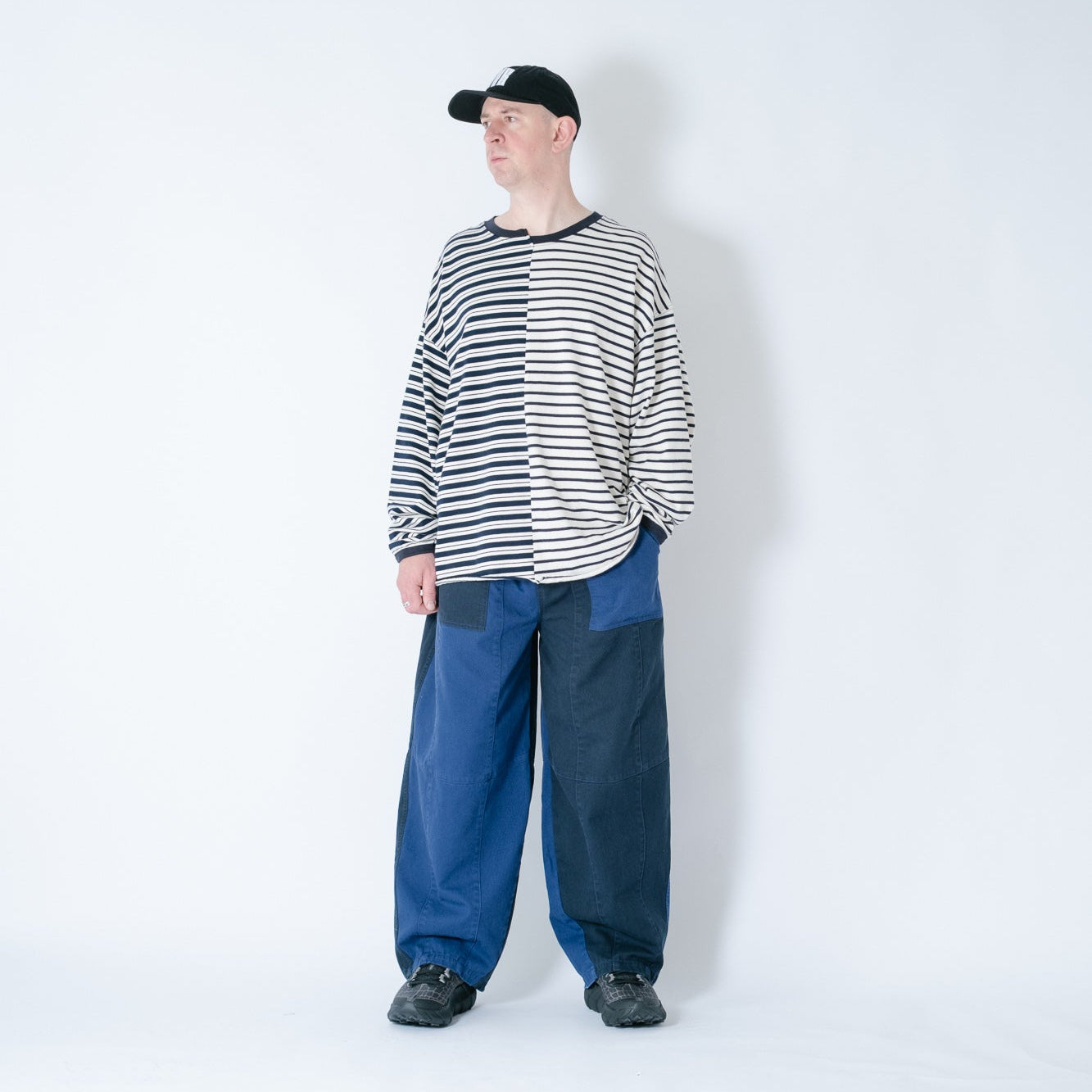 Anglan Panel Mix Balloon Balloon Pants - Blue