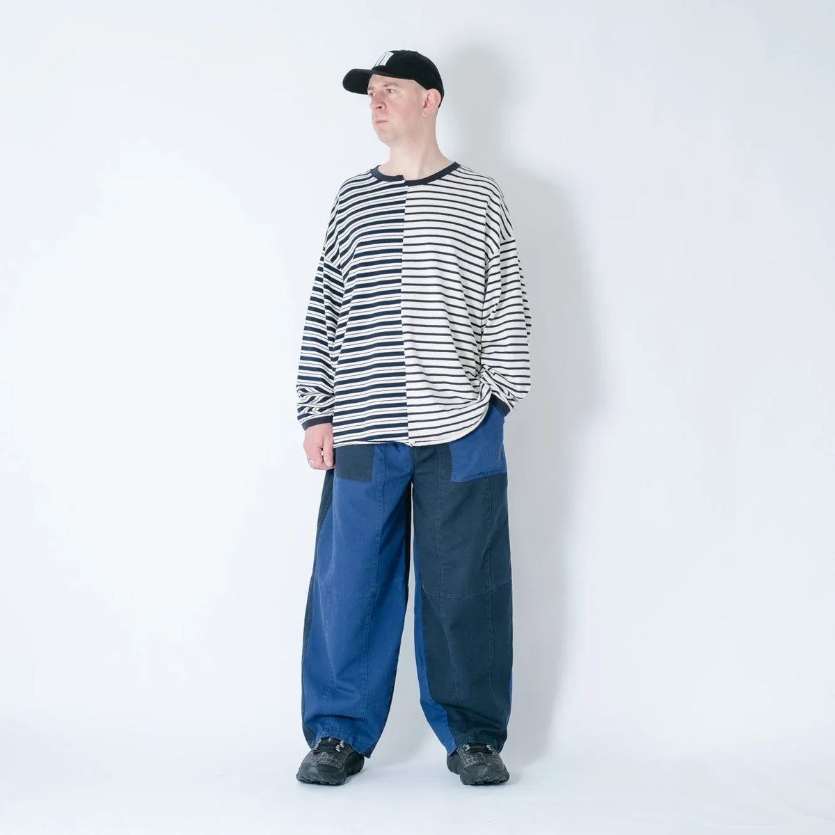 Anglan Panel Mix Balloon Balloon Pants - Blue