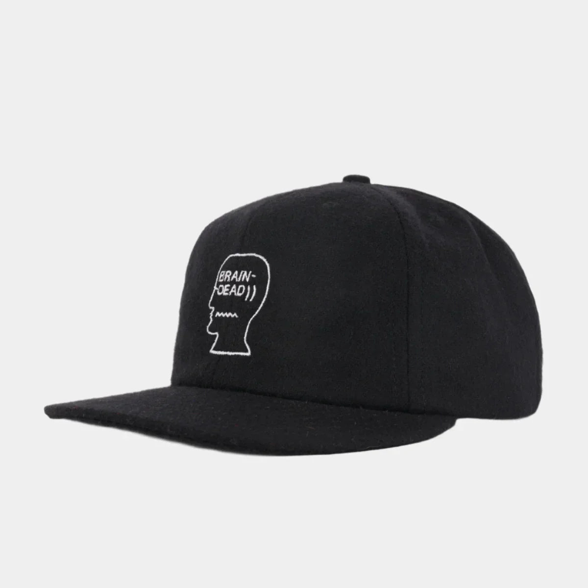 Brain Dead Flannel Logohead 6 Panel Hat - Black