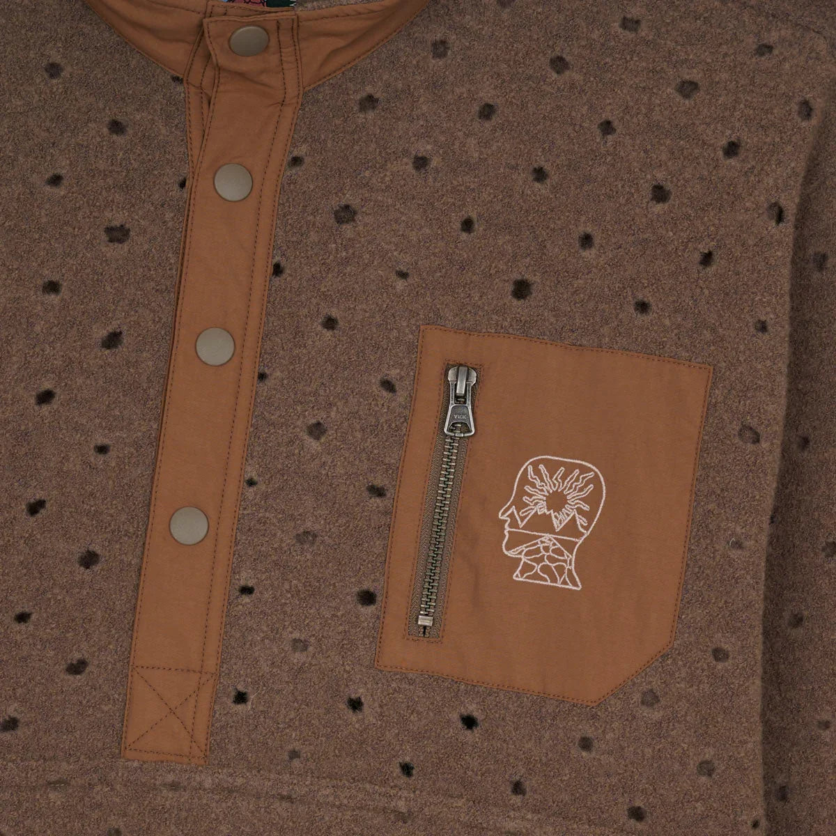 Brain Dead Hole Mock Neck Pullover - Brown - Never Never