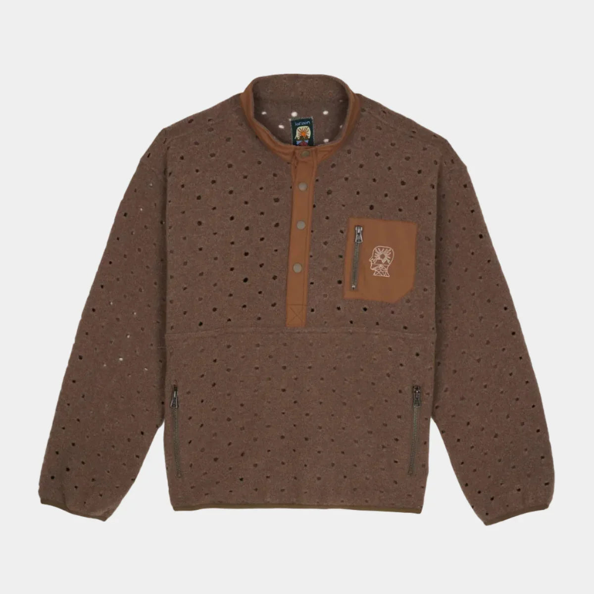 Brain Dead Hole Mock Neck Pullover - Brown - Never Never