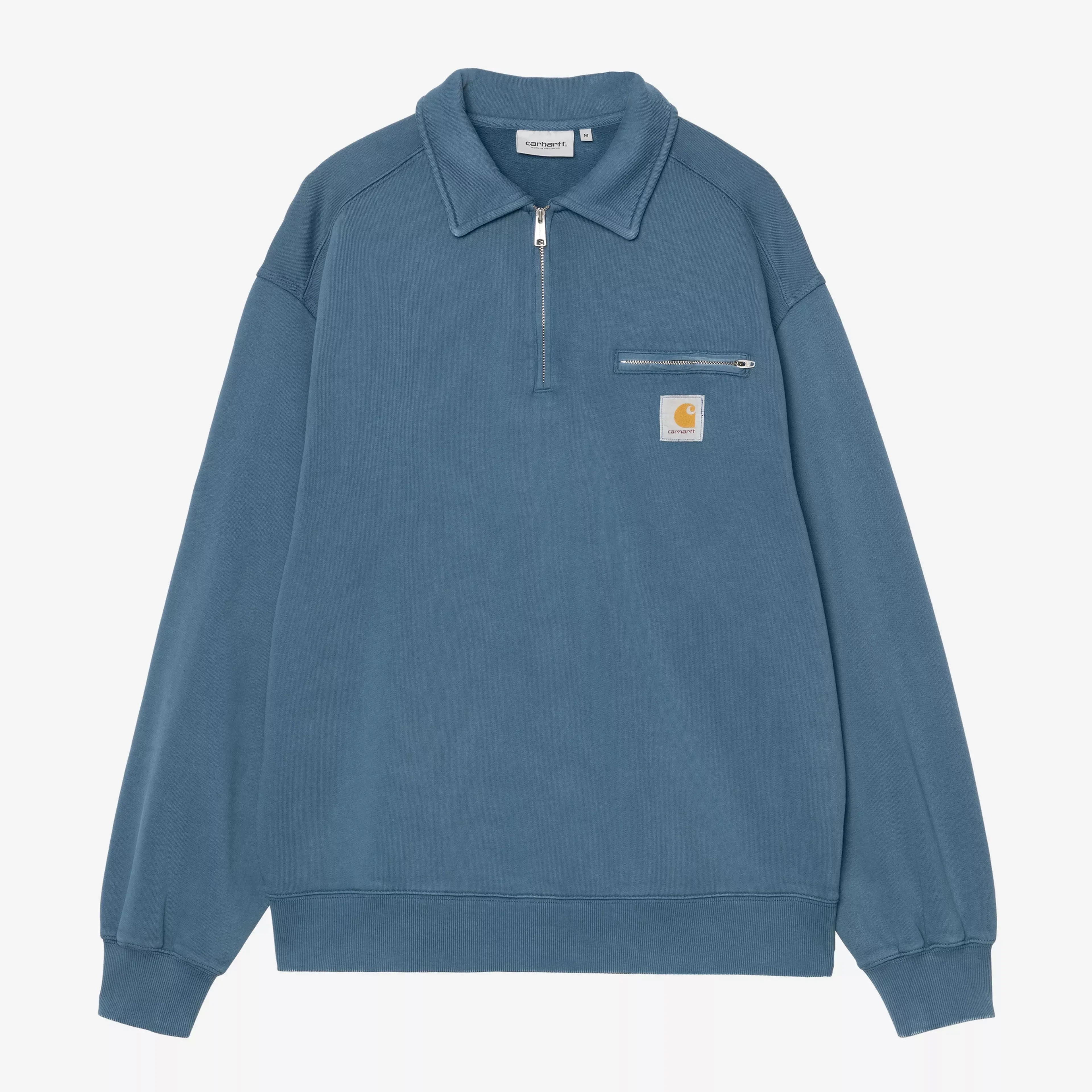 Carhartt WIP Half Zip Detroit Sweatshirt - Blue River Stonewashed - Never Never