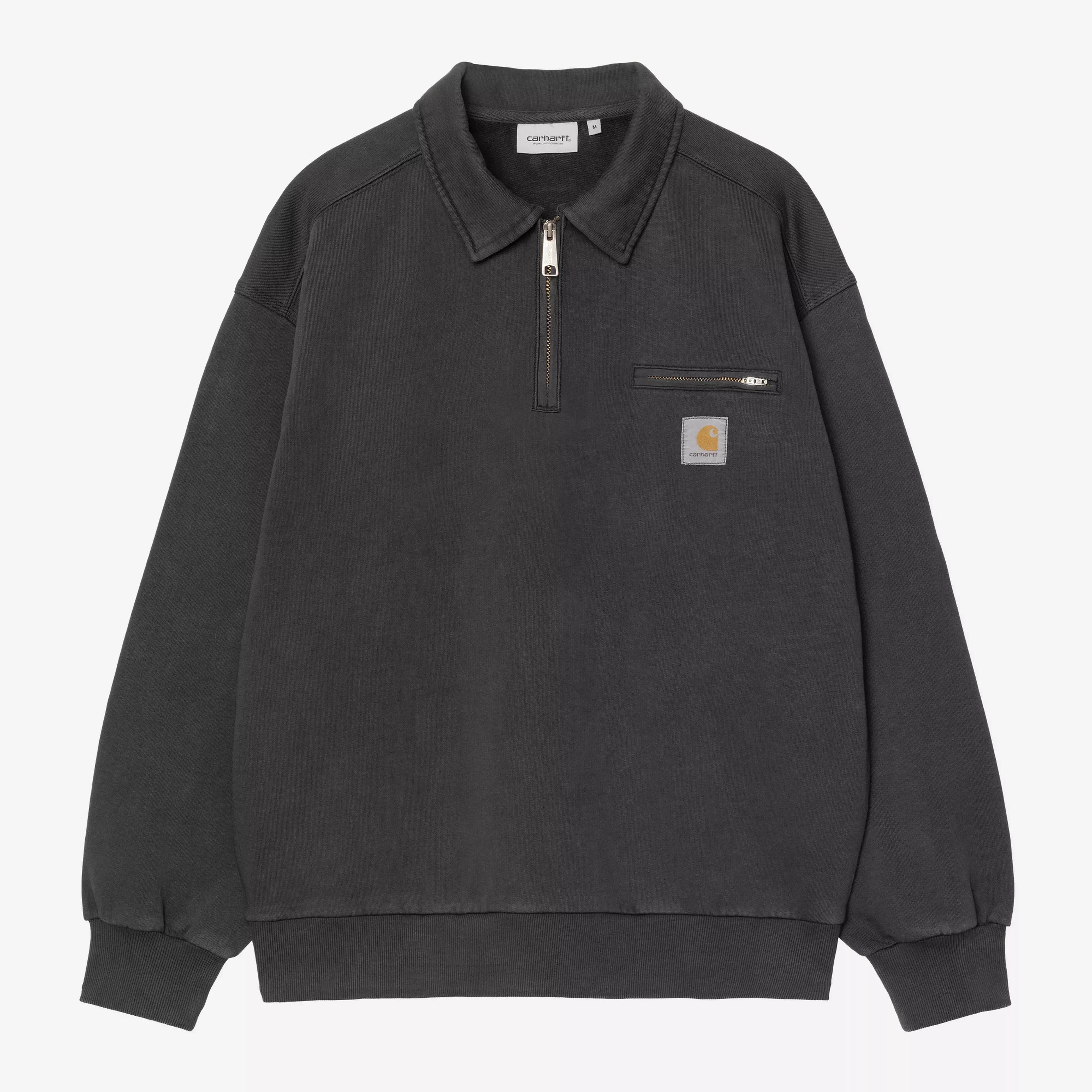 Carhartt WIP Half Zip Detroit Sweatshirt - Black Stonewashed - Never Never