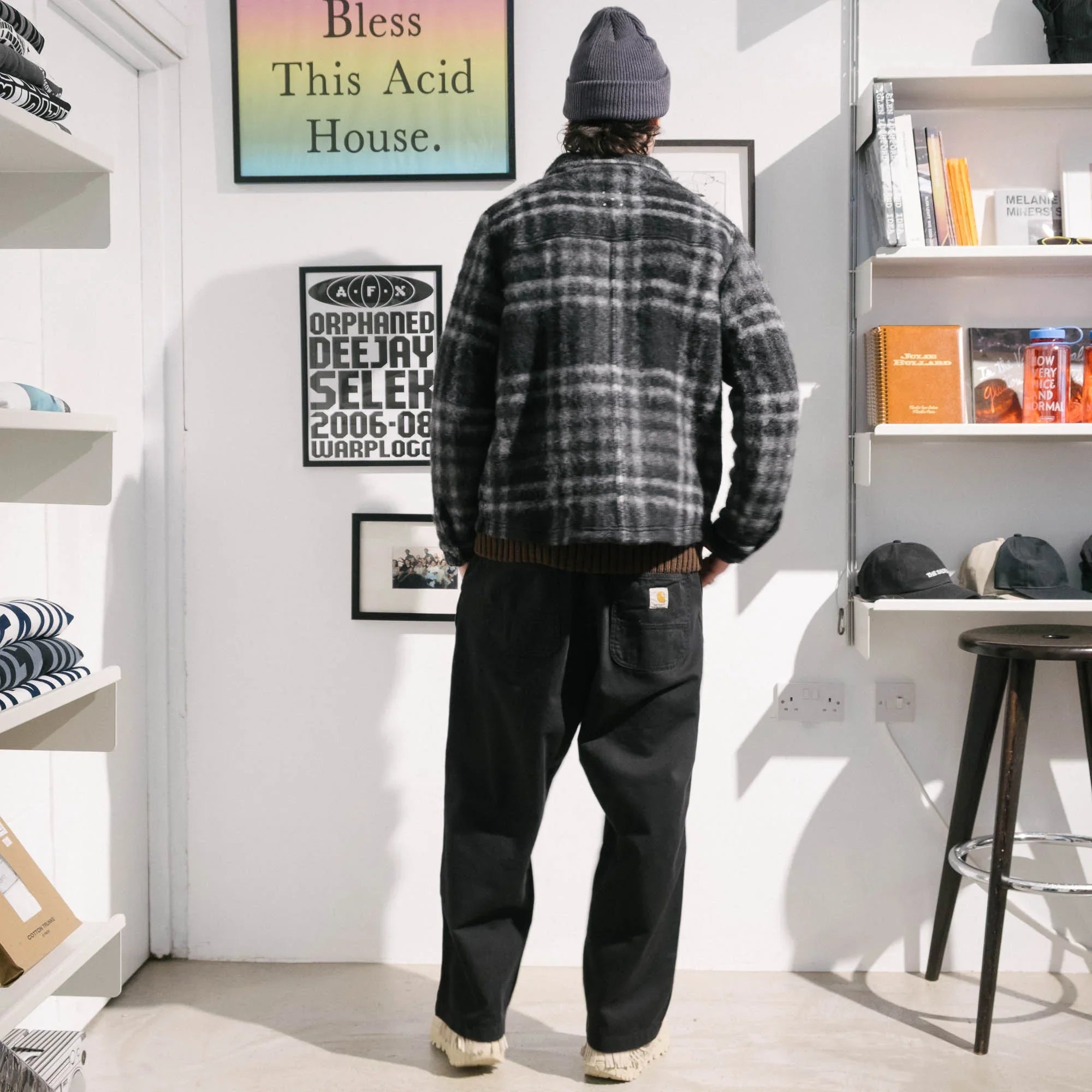 Pop Trading Company Checked Wool Shirt Jacket - Black/Charcoal