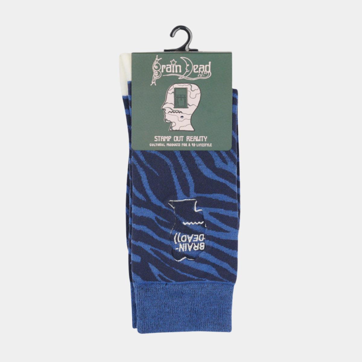 Brain Dead Logohead Dress Socks - Blue Zebra - Never Never