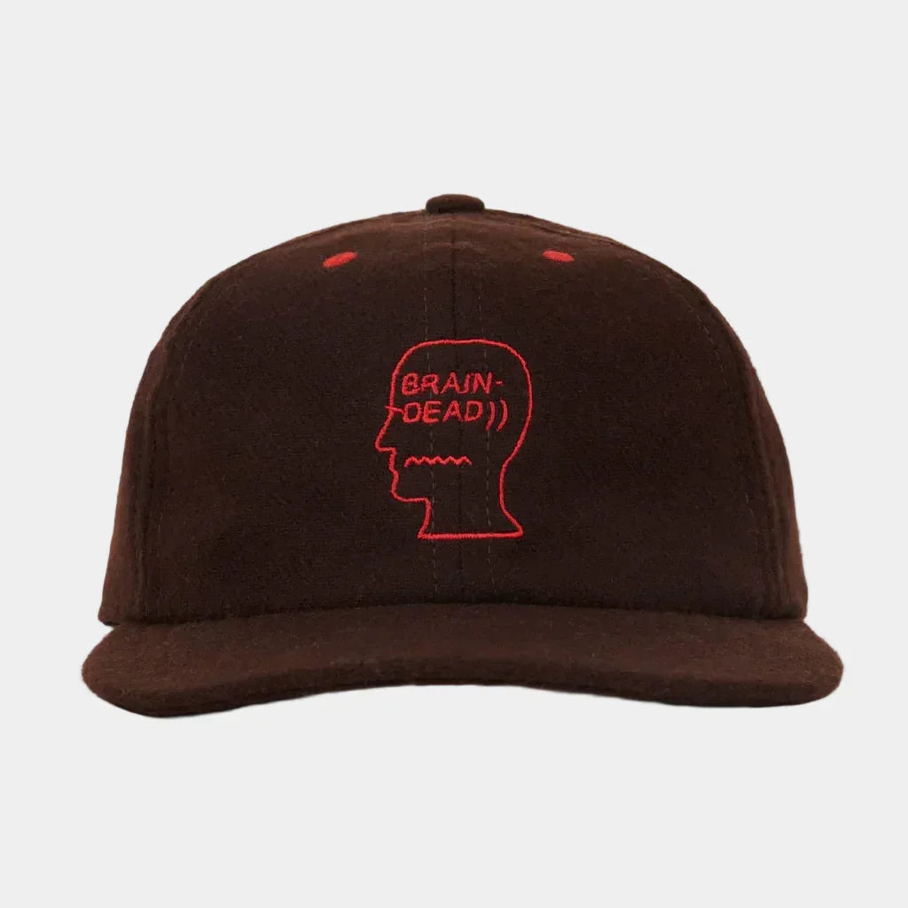 Brain Dead Flannel Logohead 6 Panel Hat - Brown - Never Never