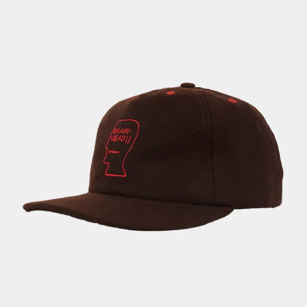 Brain Dead Flannel Logohead 6 Panel Hat - Brown - Never Never